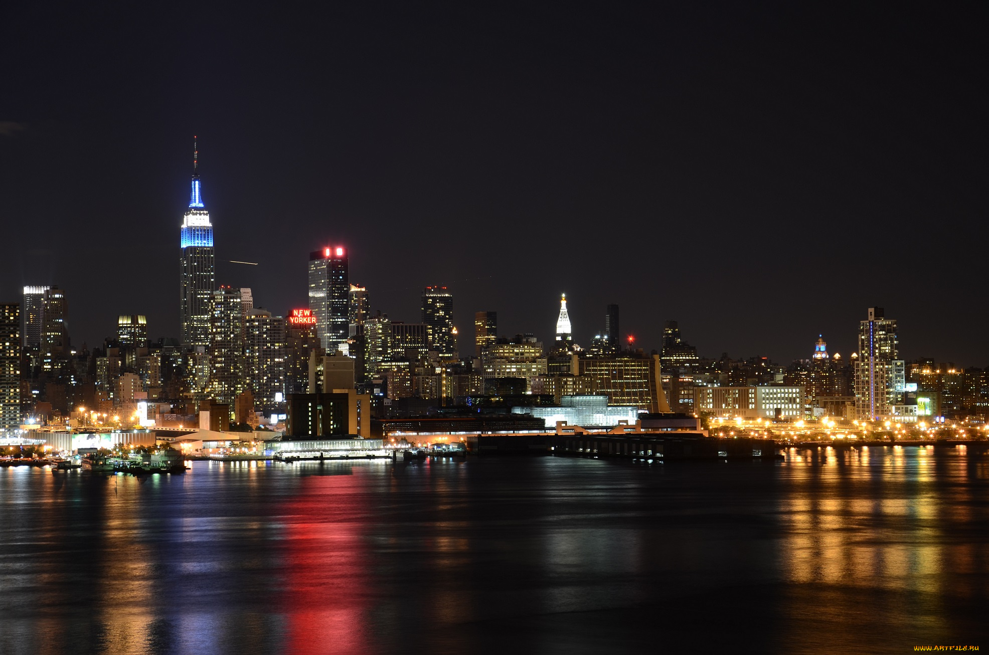 города, вашингтон, , сша, здания, высотки, сияние, вода, город, ночь