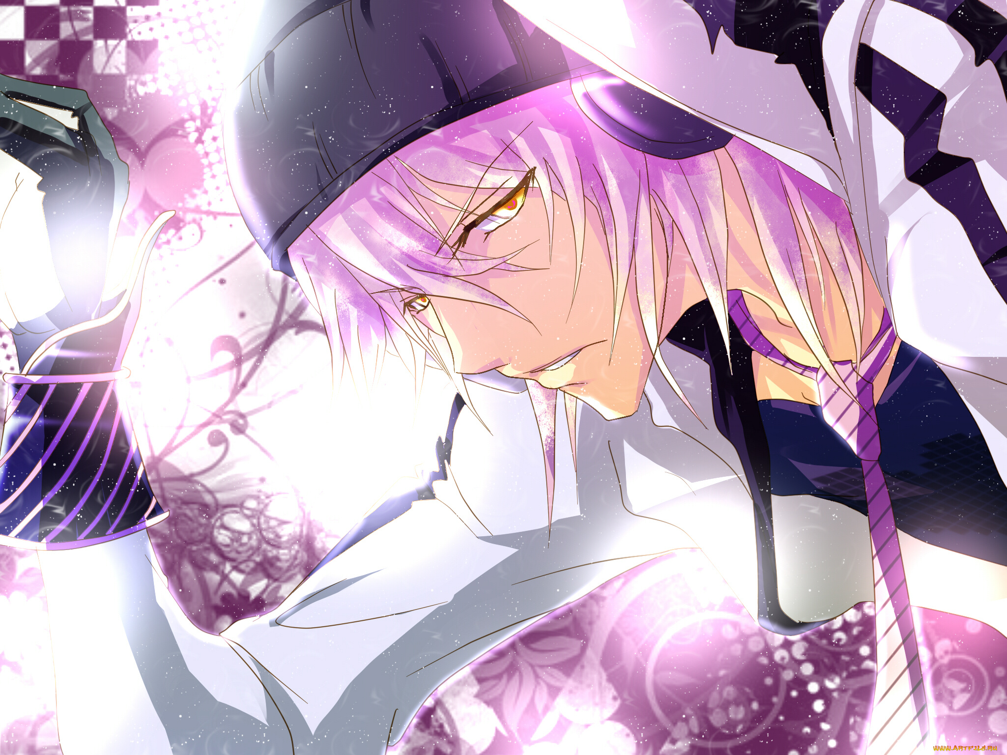 аниме, vocaloid, галстук, парень, шапка, узоры, вокалоид, взгляд