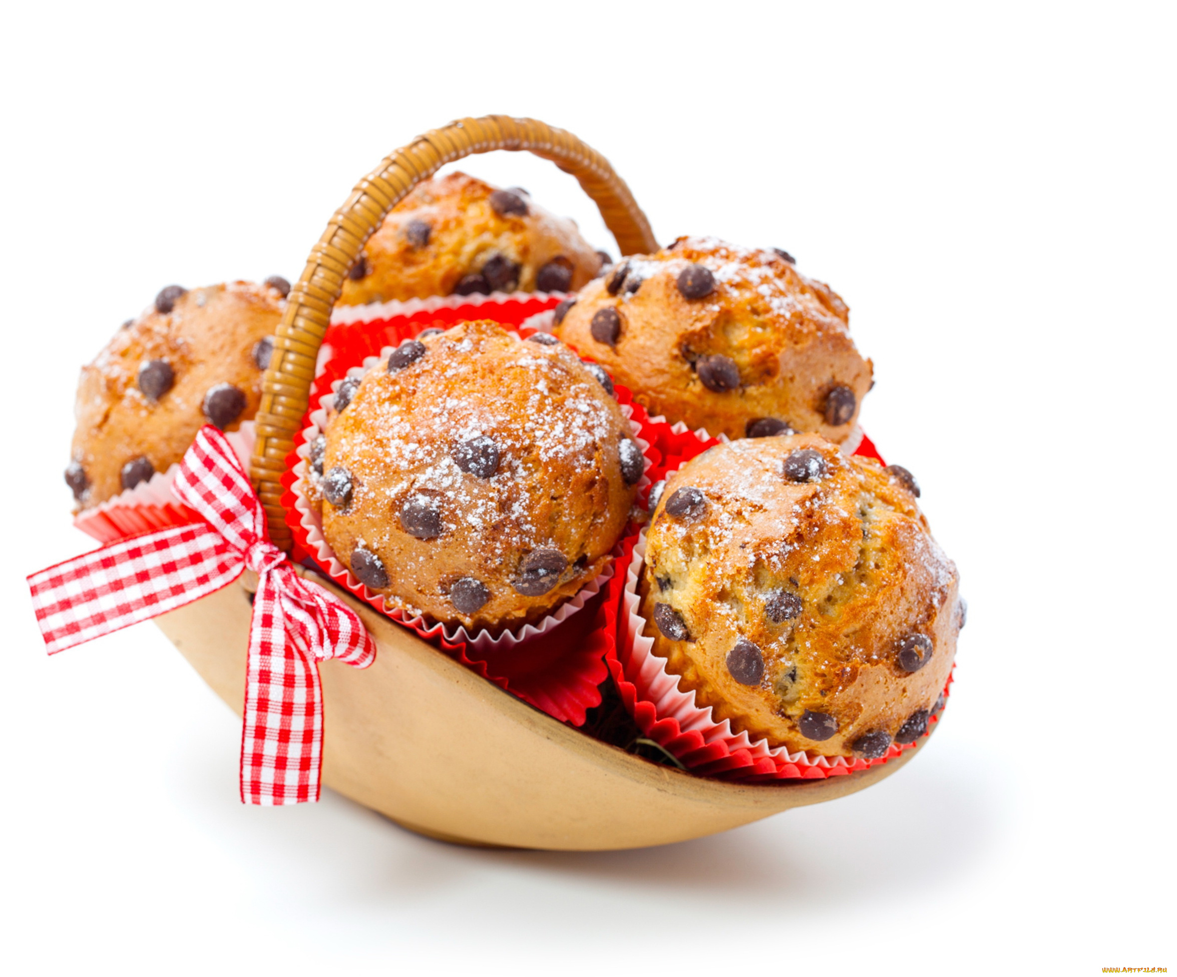 еда, пирожные, , кексы, , печенье, белый, фон, корзинка, кексы, изюм