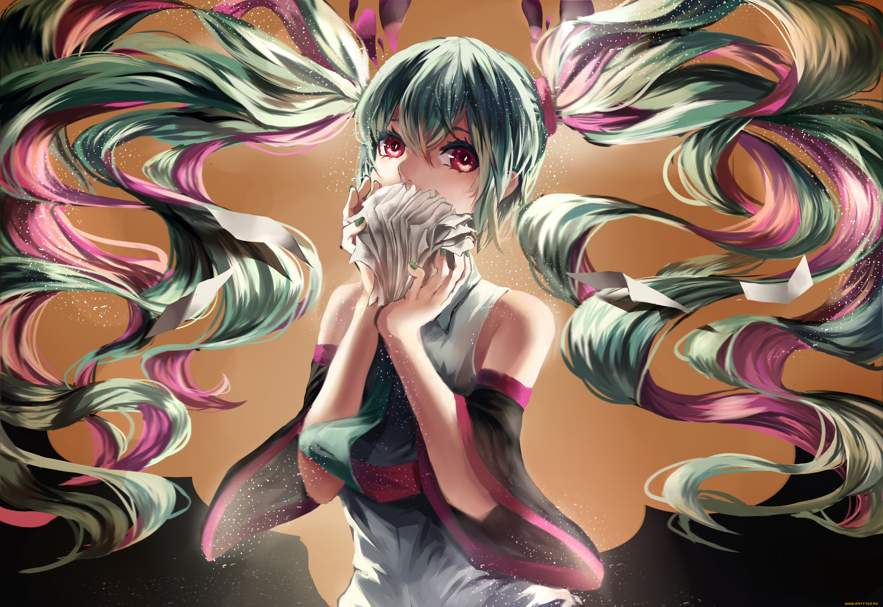 vocaloid, аниме, hatsune, miku, девушка, вокалоид, арт, lama-pacos, волосы, форма, школьница