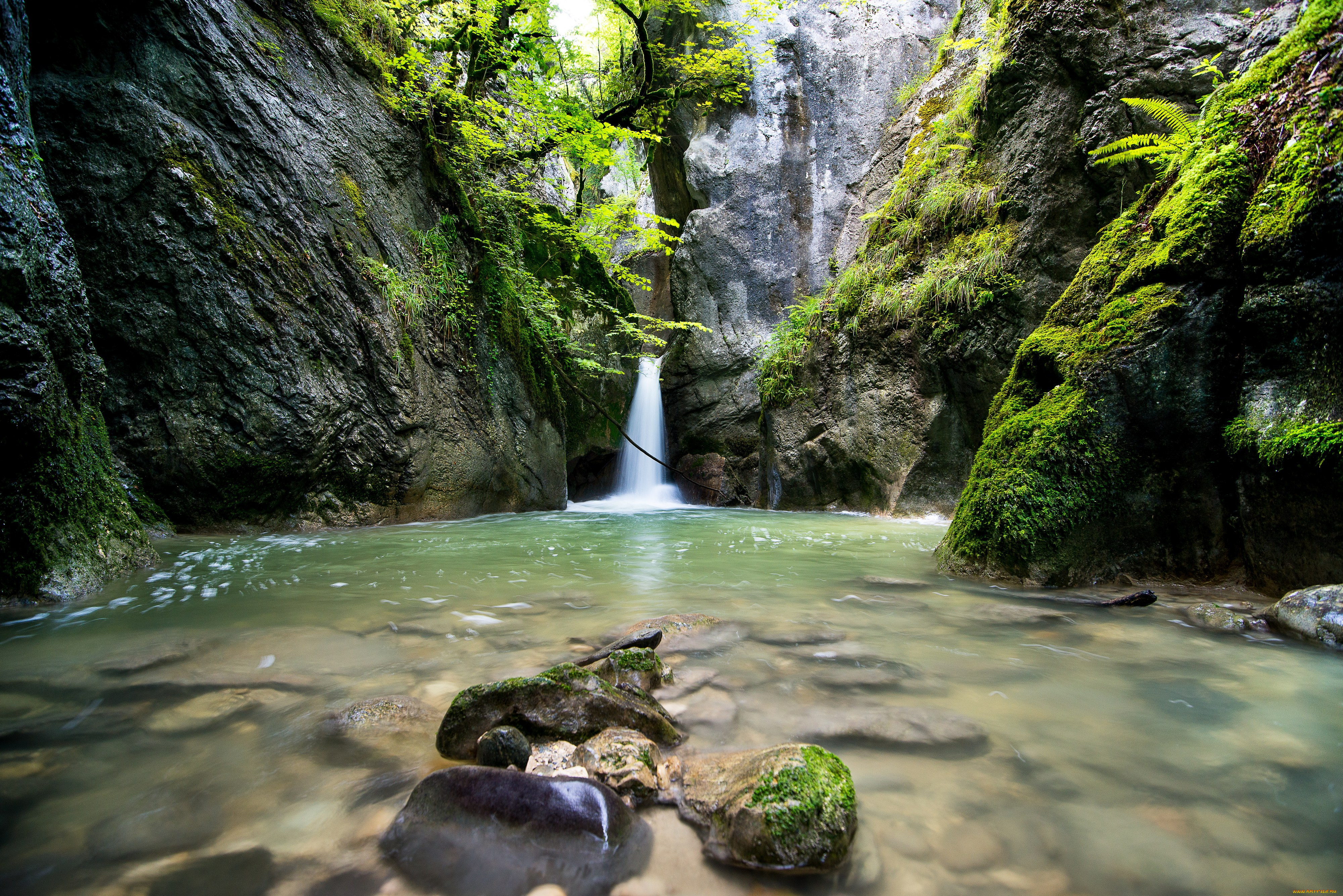 природа, водопады, вода, поток