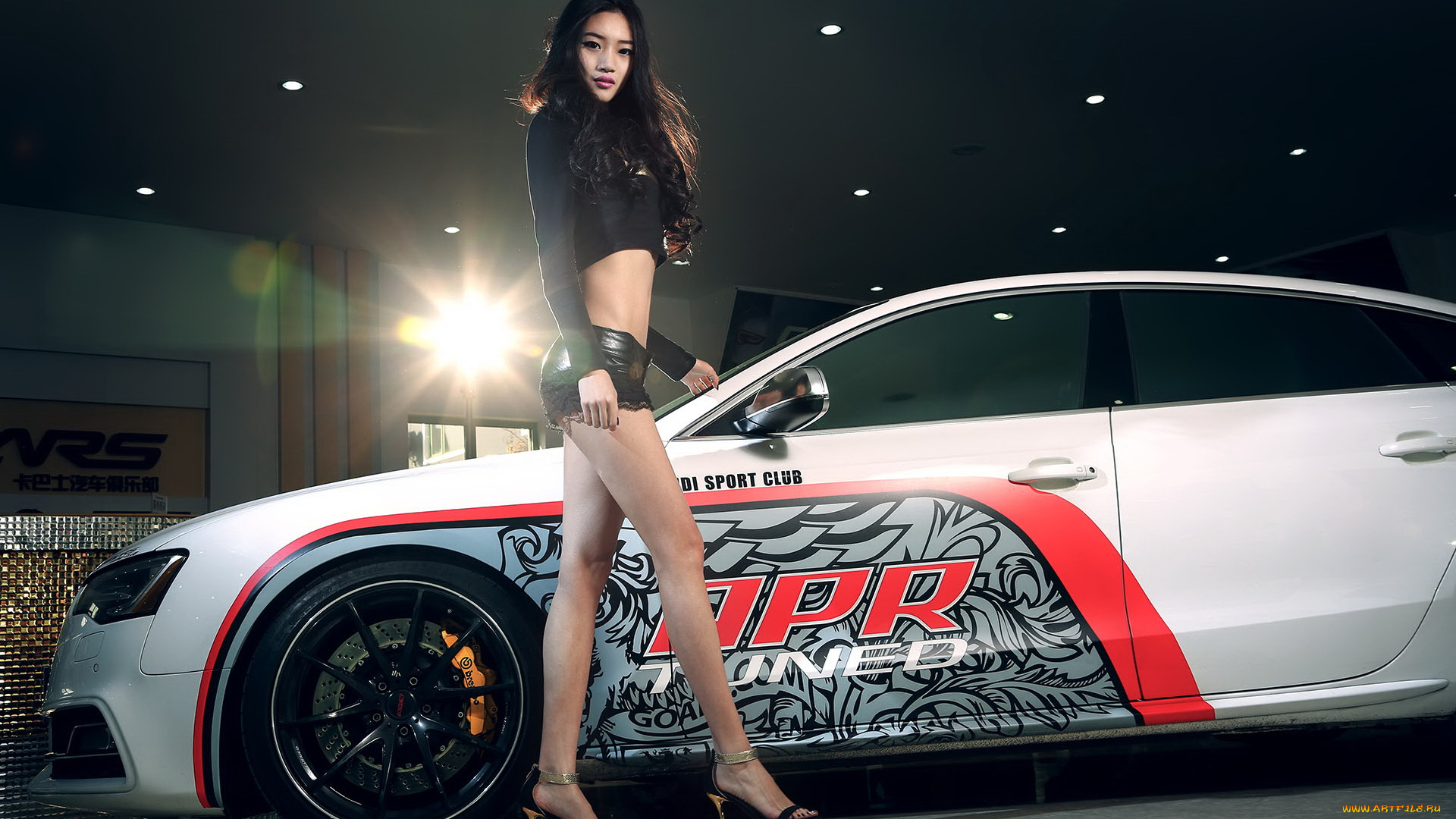 автомобили, -авто, с, девушками, фон, взгляд, девушка, азиатка, автомобиль