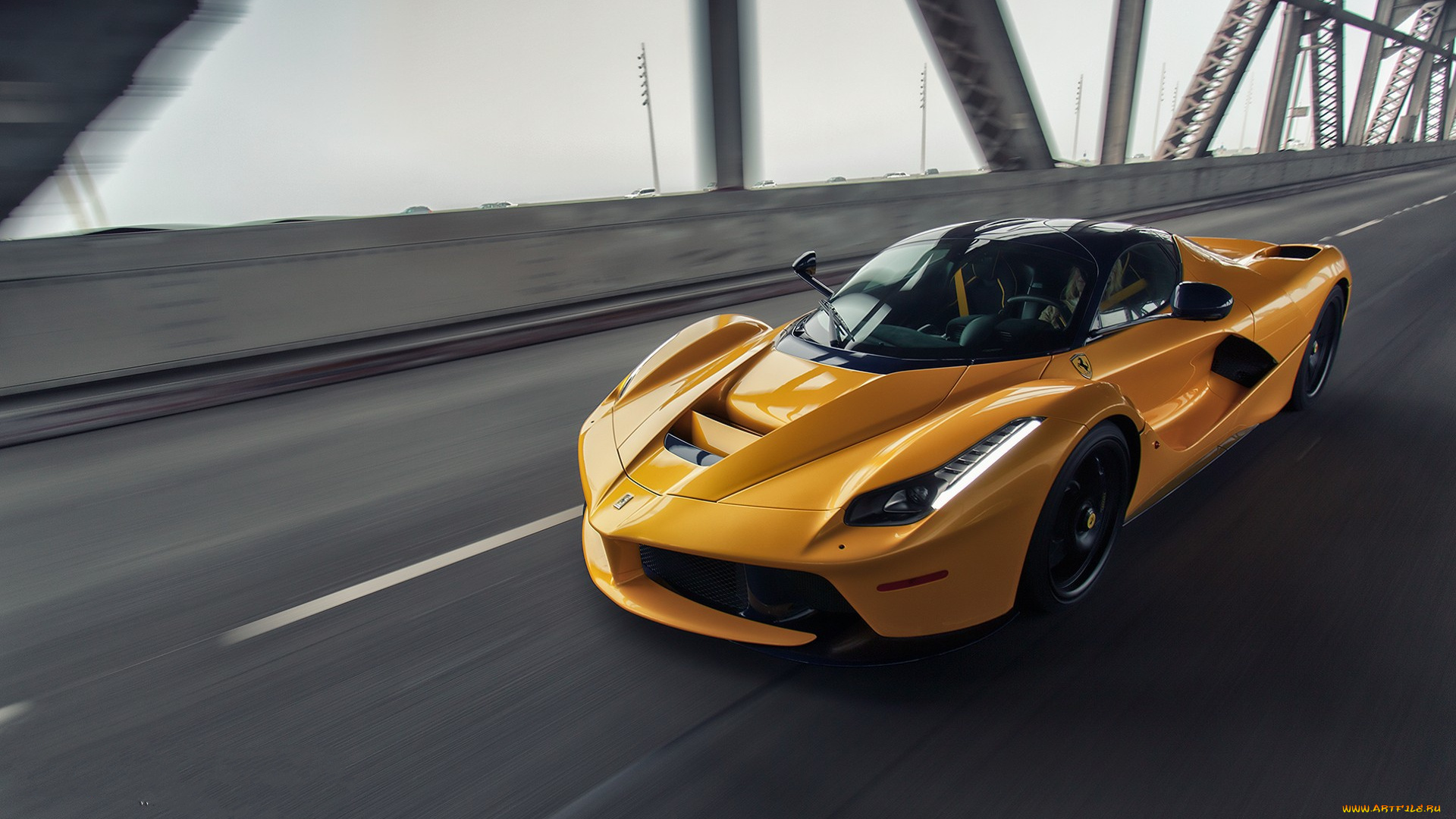 ferrari, laferrari, автомобили, ferrari, мост, спорткар