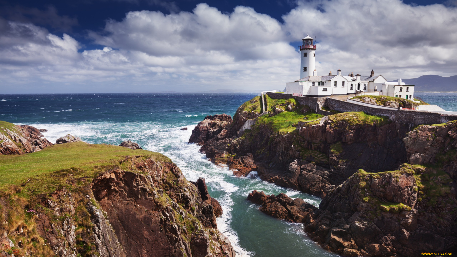 природа, маяки, шторм, скалы, океан, маяк, the, fanad, lighthouse