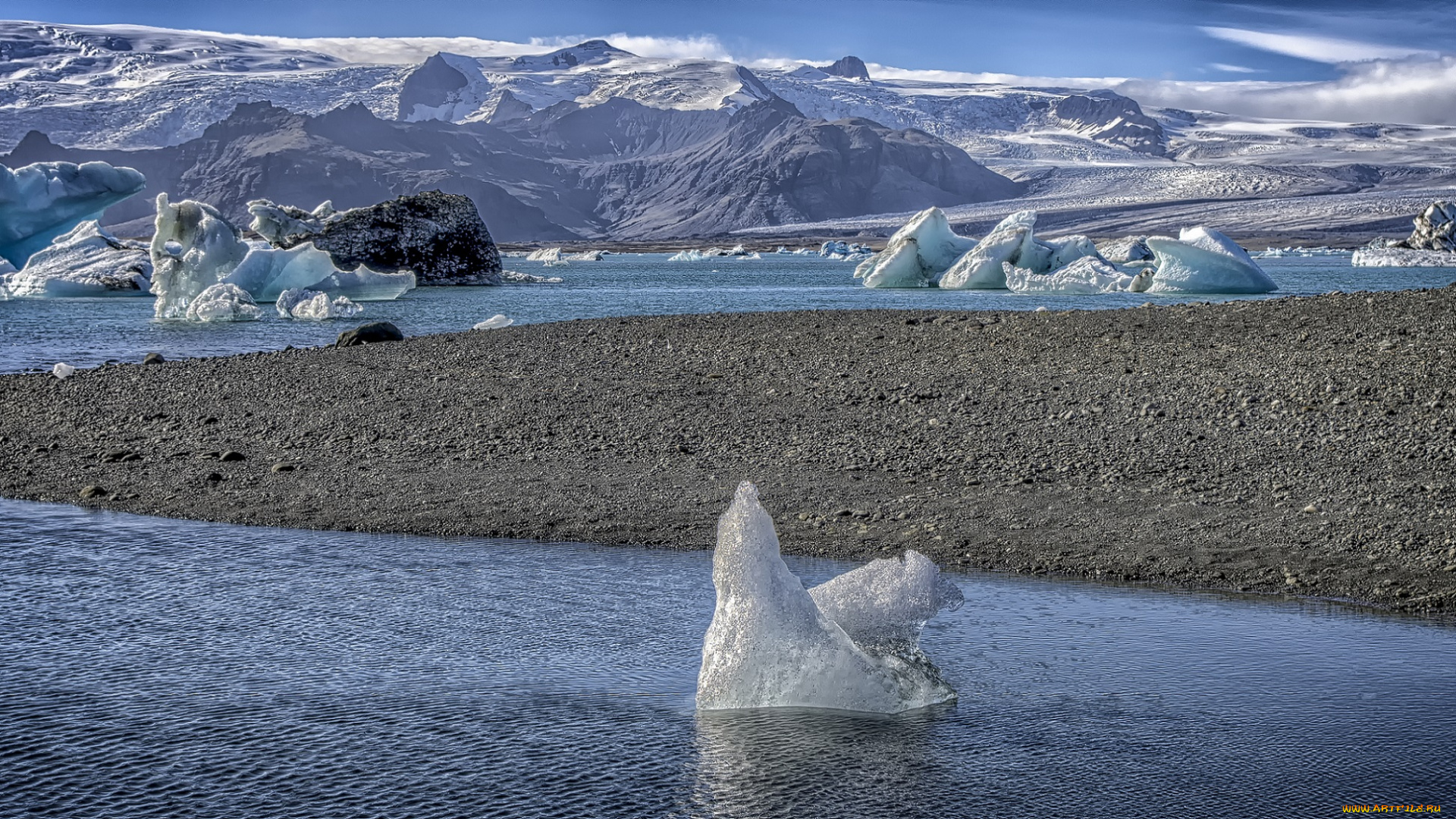 природа, реки, озера, горы, река, лёд