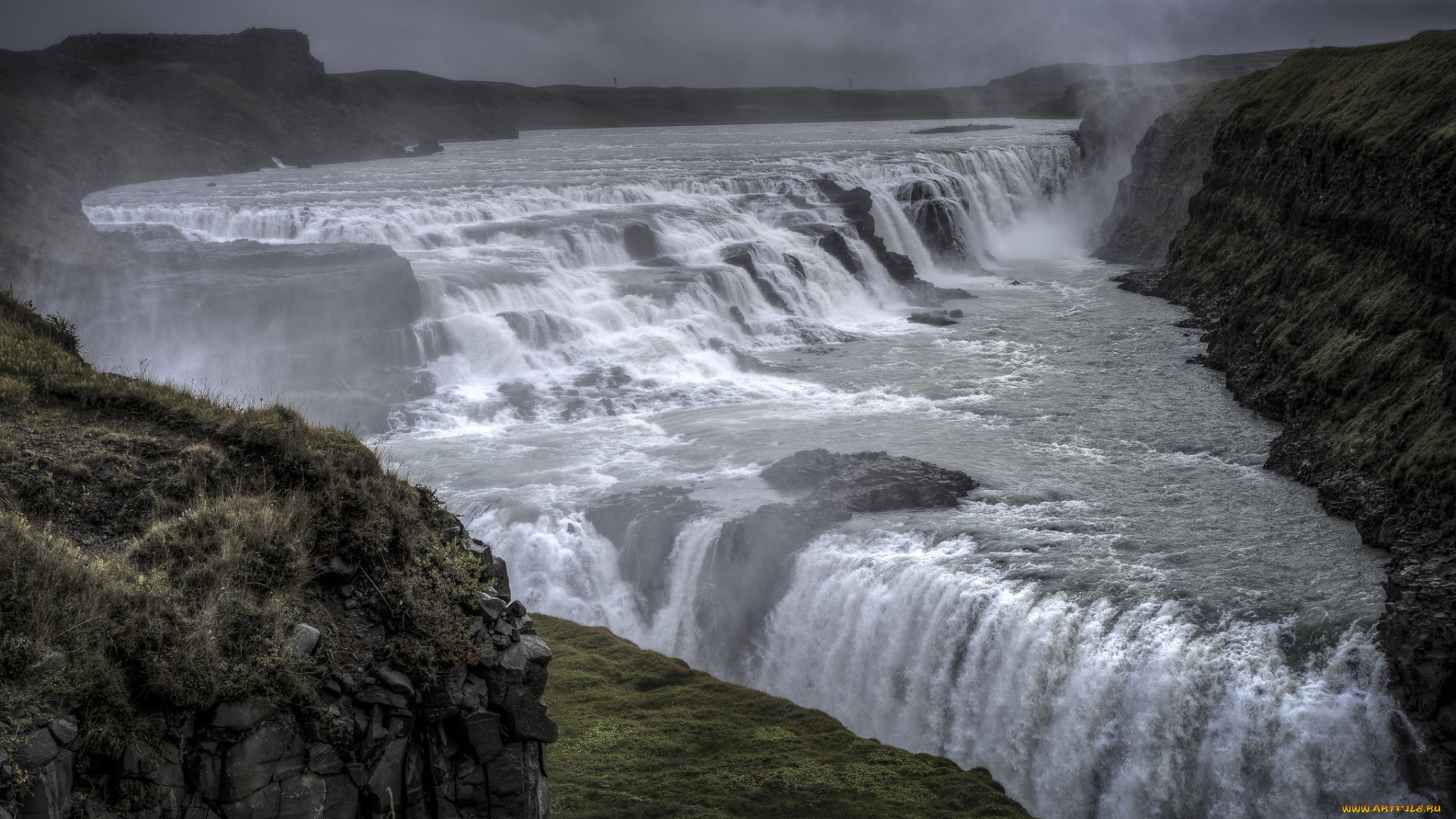 природа, водопады, камни, река