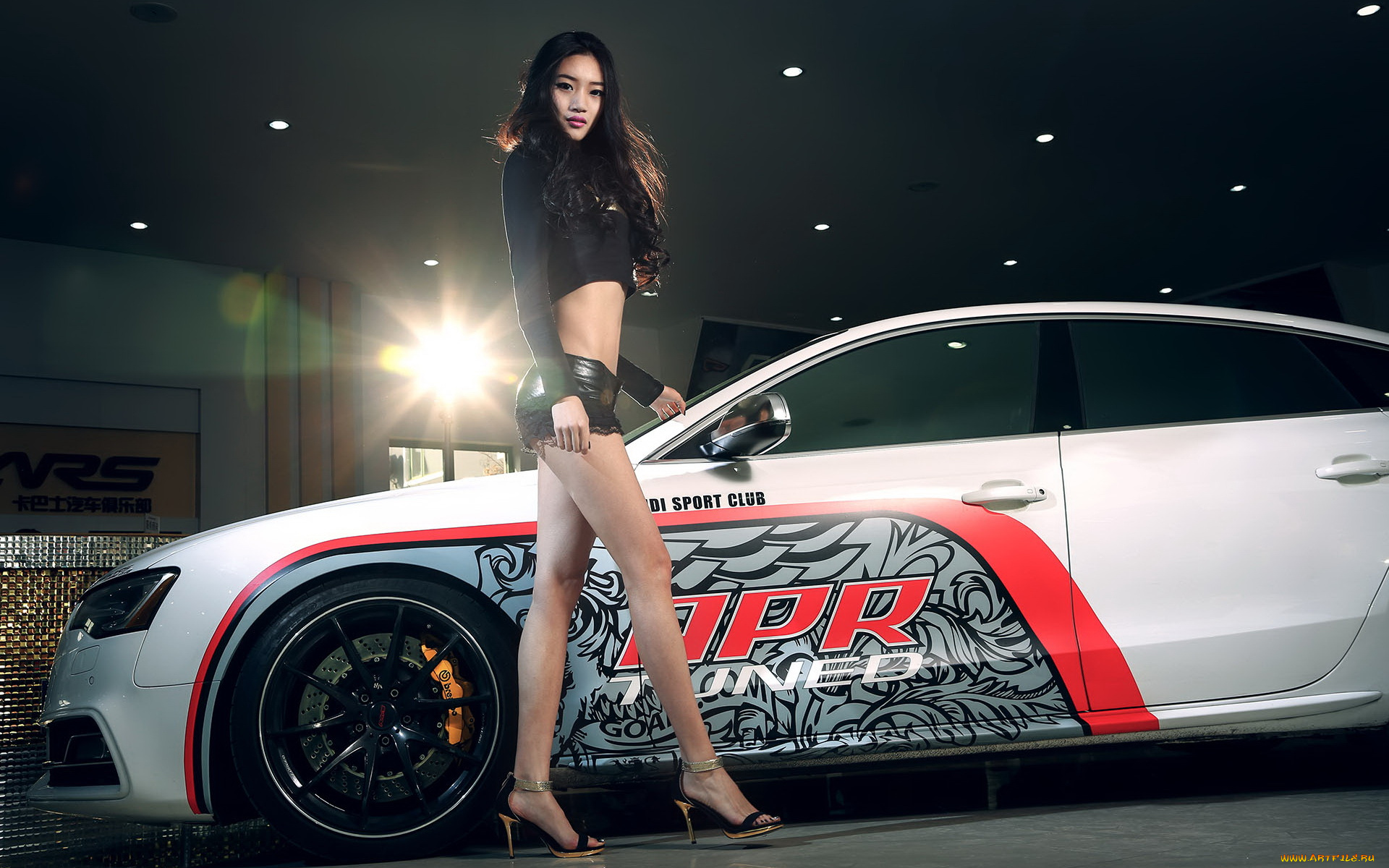 автомобили, -авто, с, девушками, фон, взгляд, девушка, азиатка, автомобиль