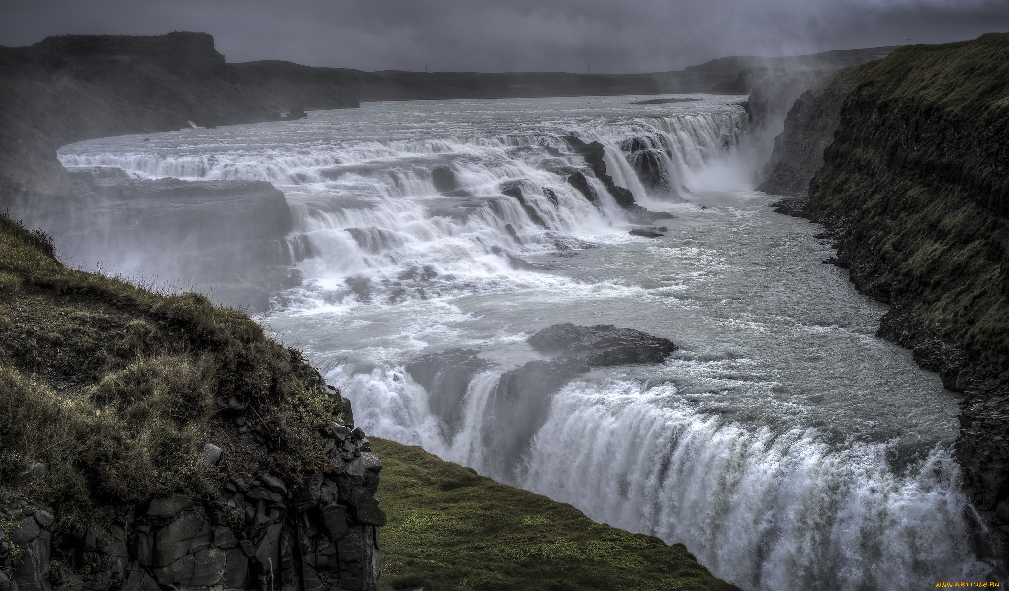 природа, водопады, камни, река