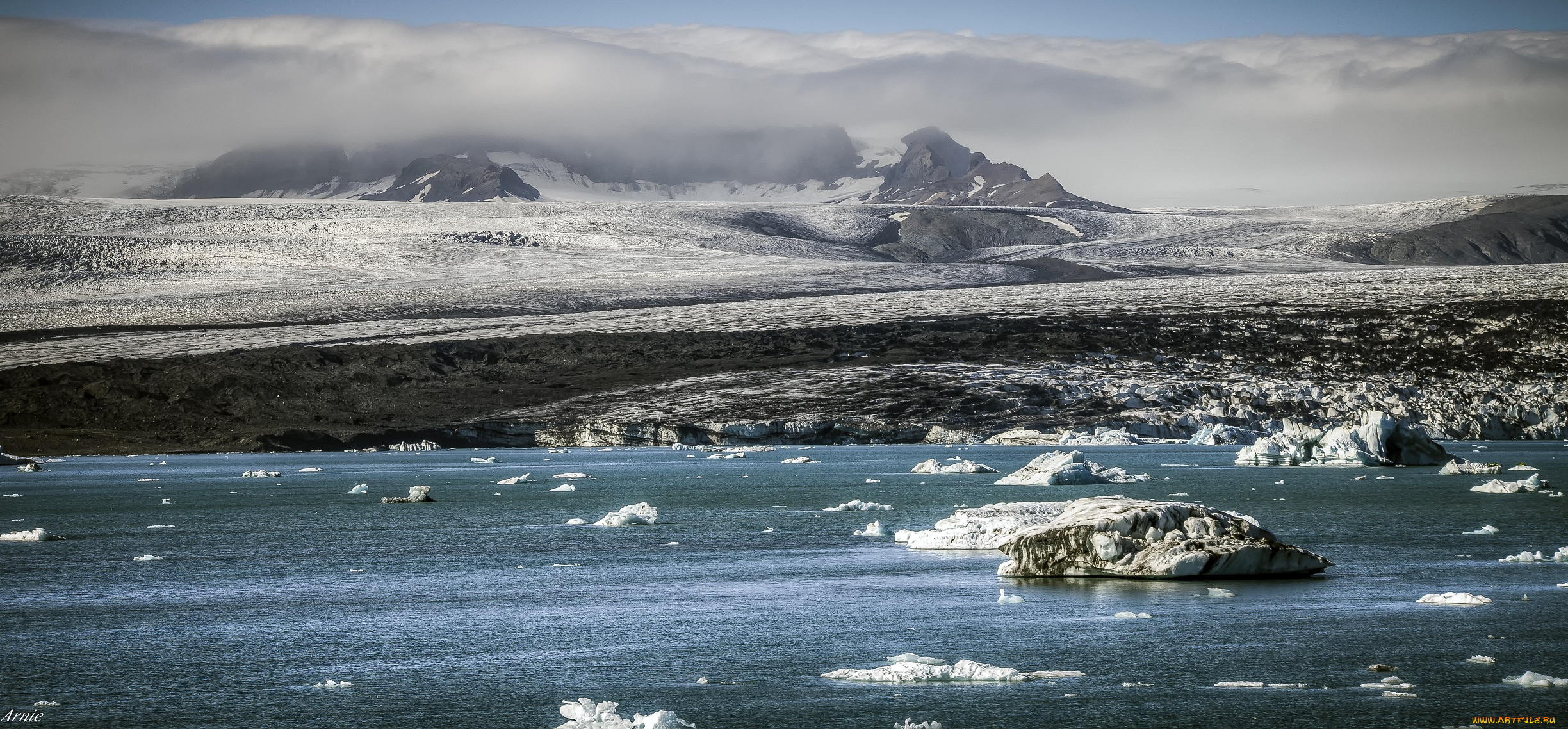 природа, реки, озера, облака, небо, горы, река, лёд