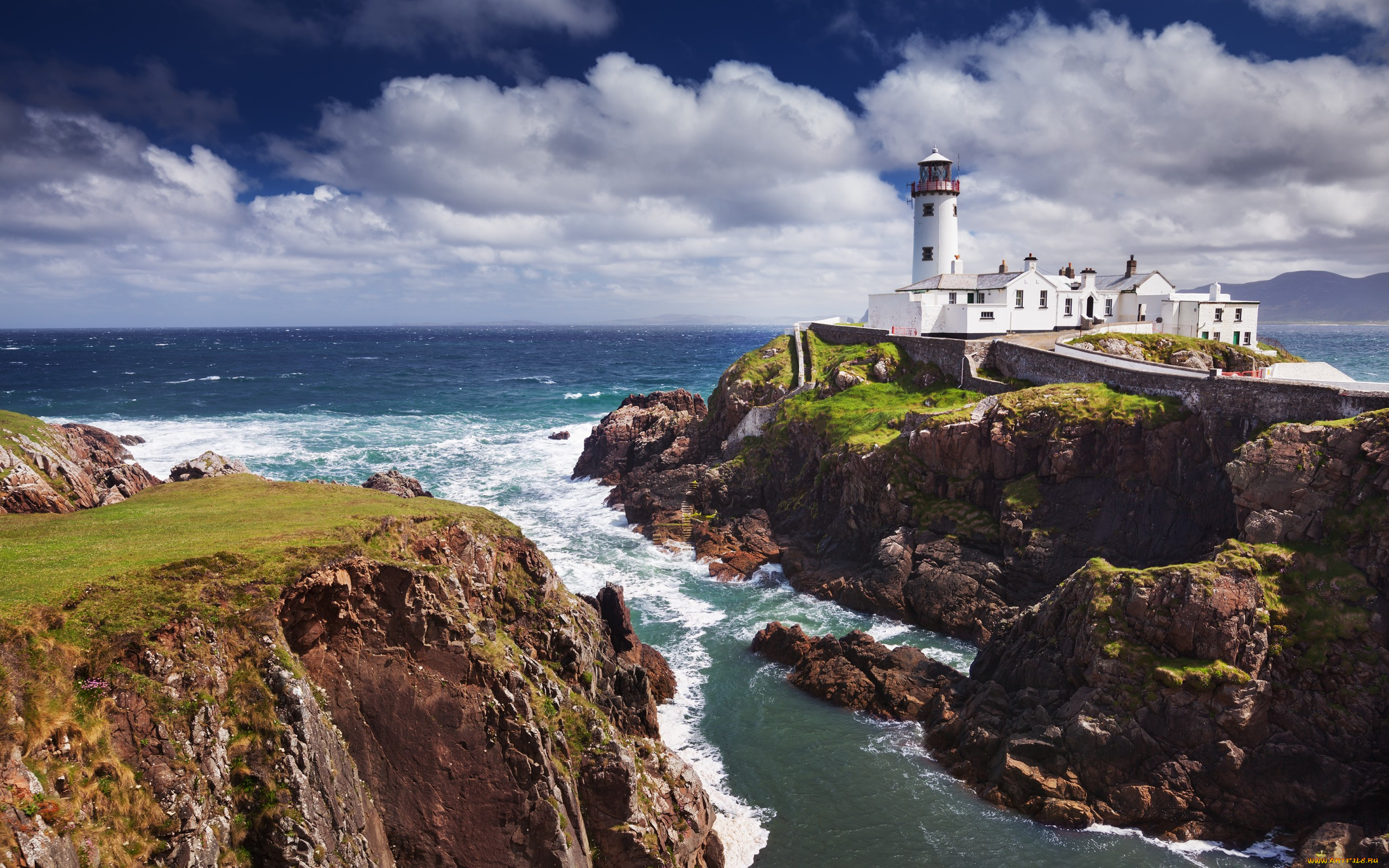 природа, маяки, шторм, скалы, океан, маяк, the, fanad, lighthouse