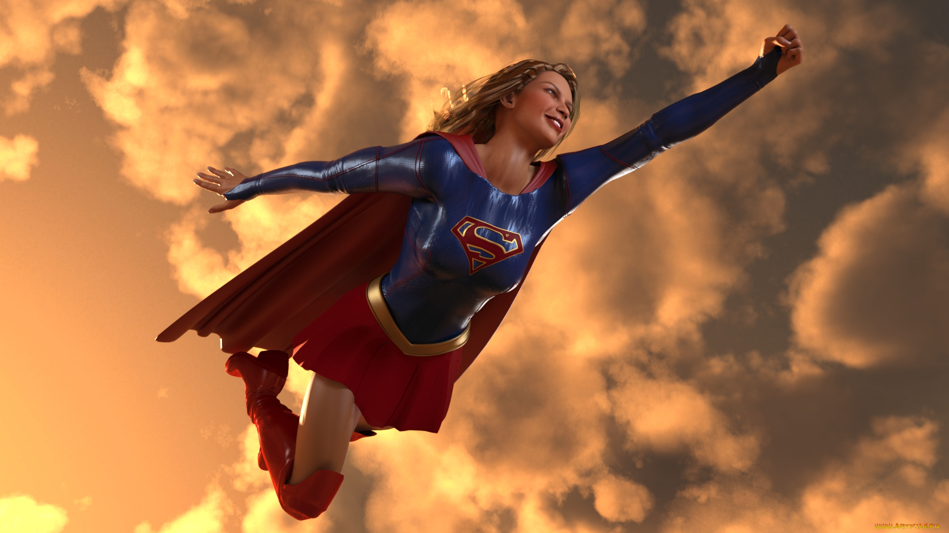 3д, графика, фантазия, , fantasy, девушка, взгляд, фон, супермен