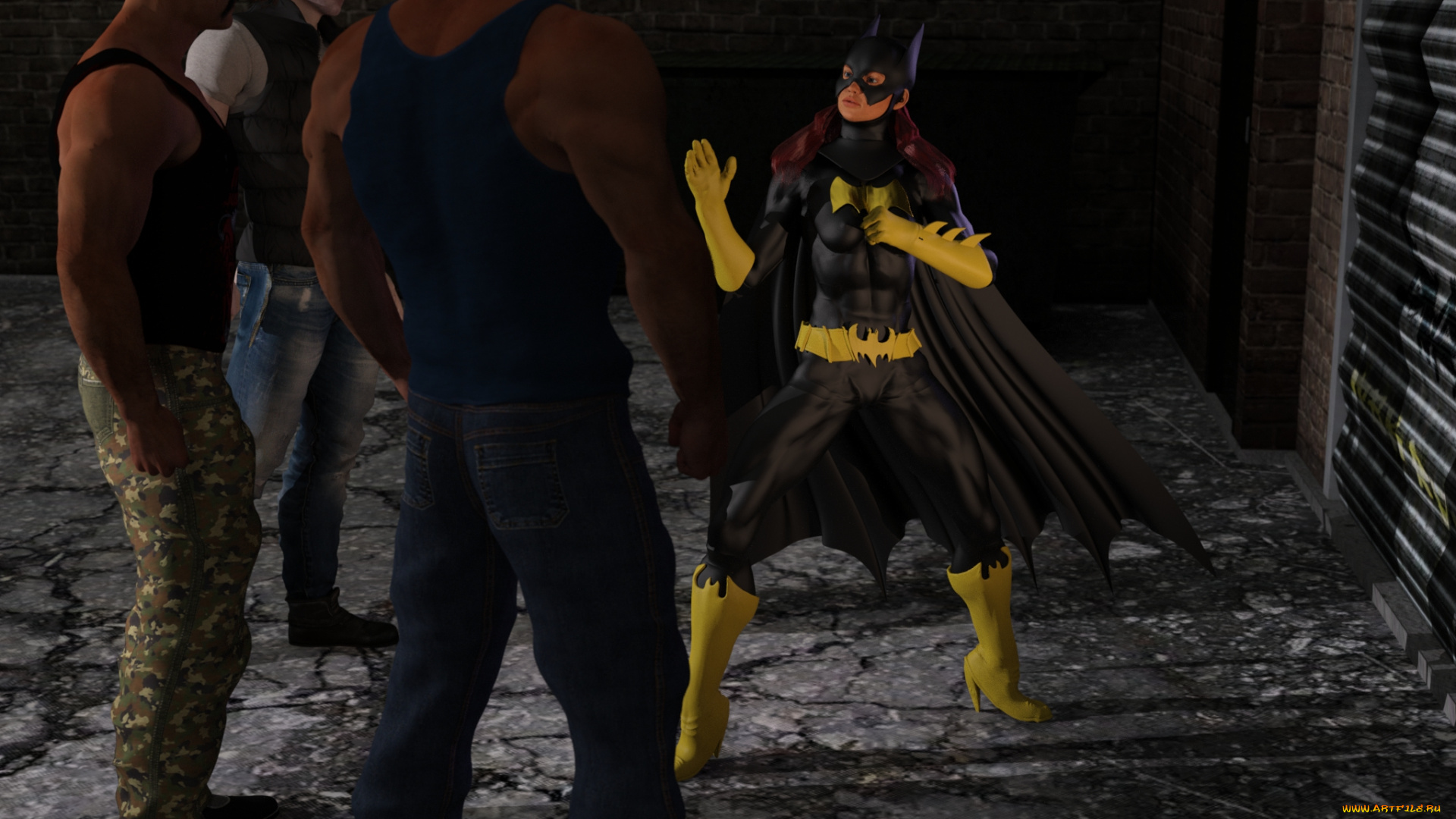 3д, графика, фантазия, , fantasy, фон, супермен, парни, batgirl, взгляд, девушка