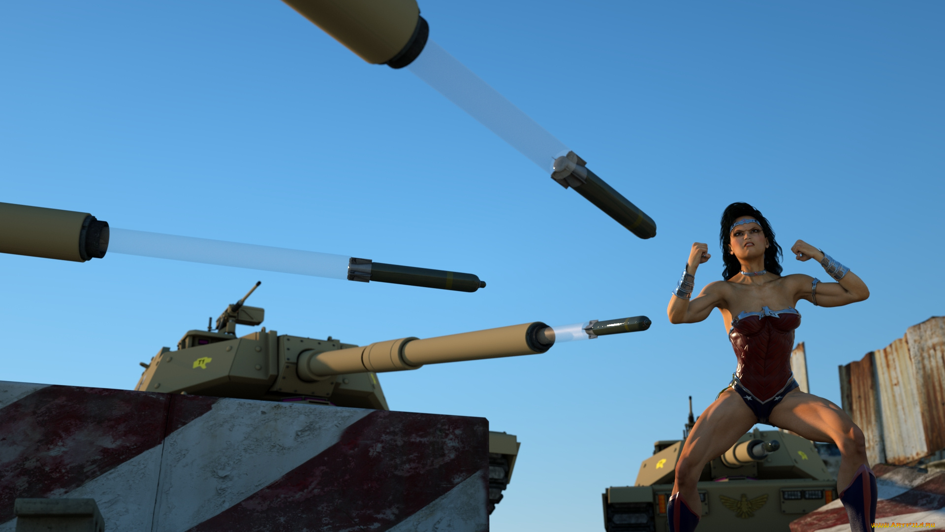 3д, графика, фантазия, , fantasy, фон, танк, взгляд, девушка