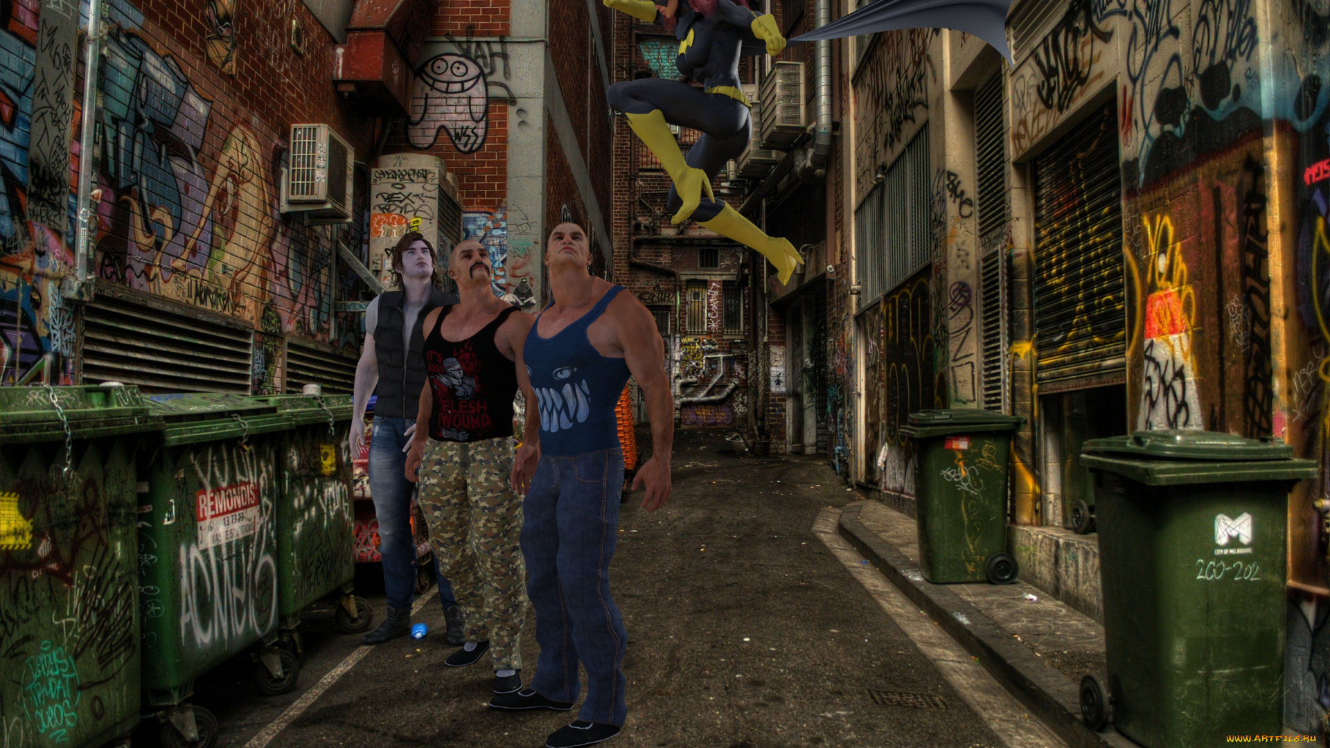 3д, графика, фантазия, , fantasy, взгляд, девушка, парни, супермен, фон, batgirl