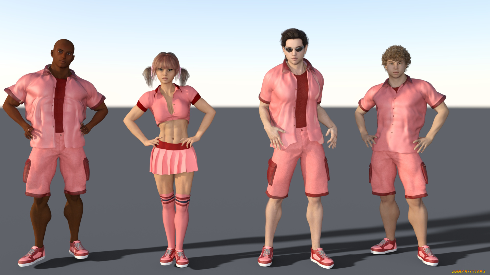 3д, графика, люди, , people, девушка, взгляд, фон, парни