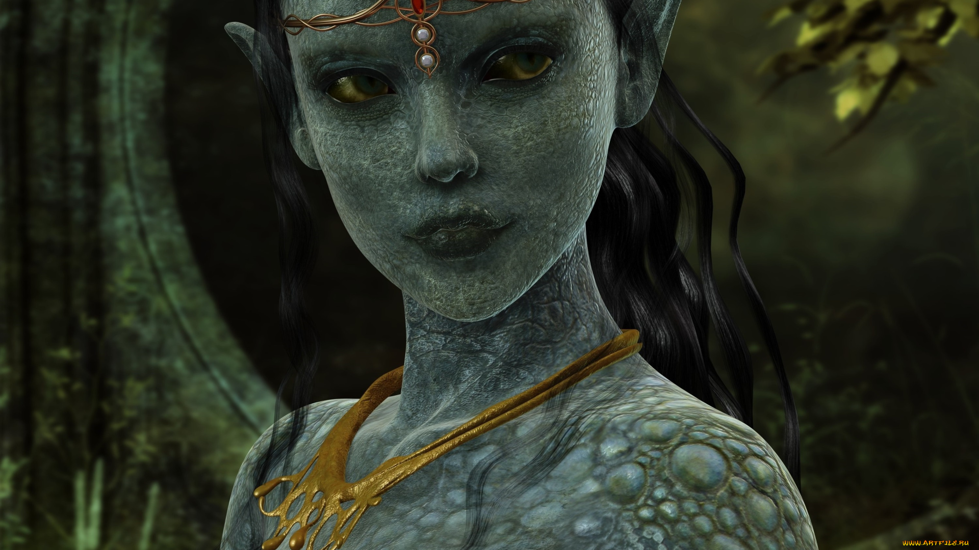 3д, графика, существа, , creatures, фон, взгляд, эльфийка