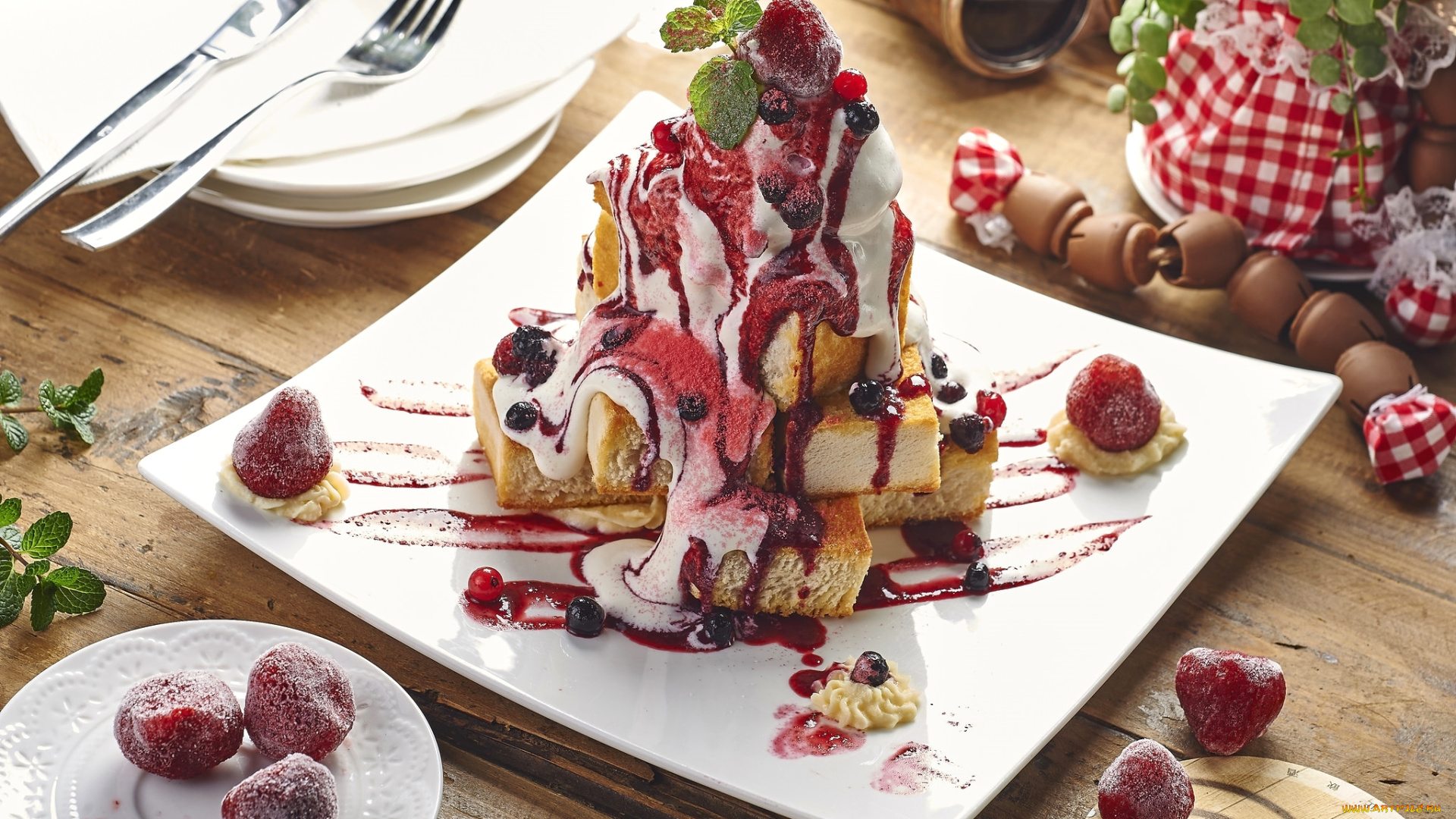 еда, торты, крем, десерт, джем, ягоды, бисквит