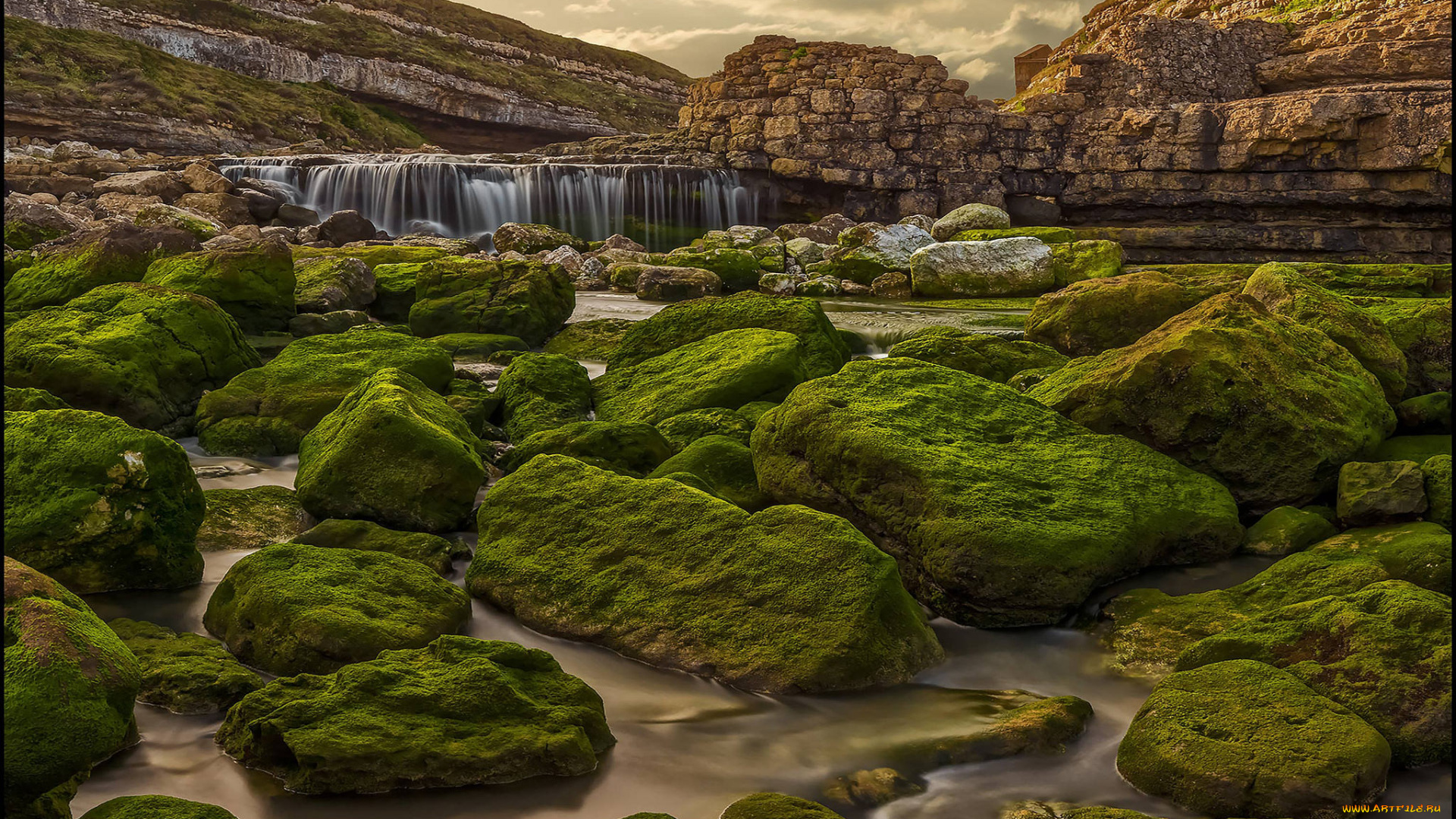 природа, водопады, река, скалы