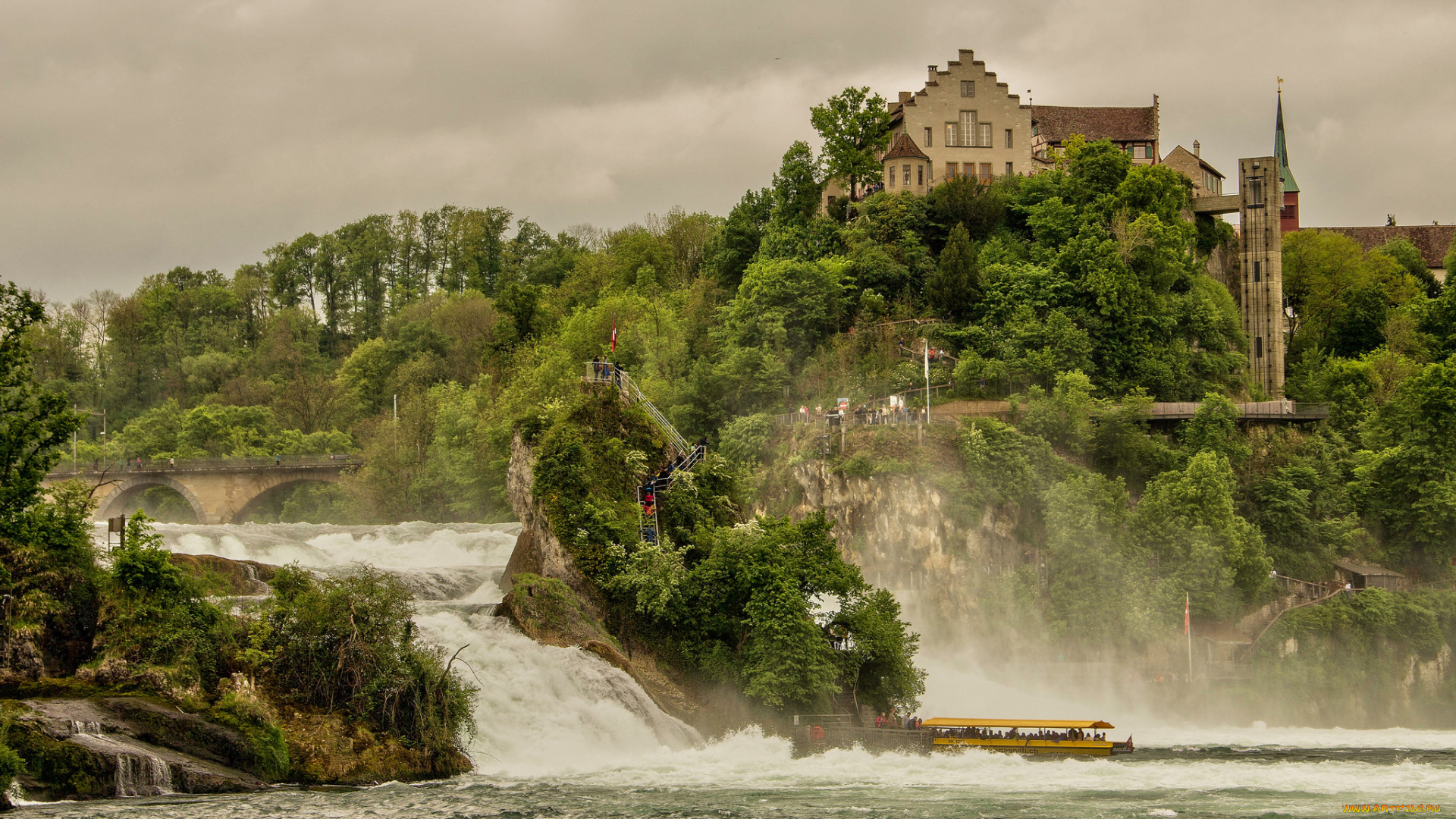 rheinfalls, города, -, пейзажи, лес, река, водопад