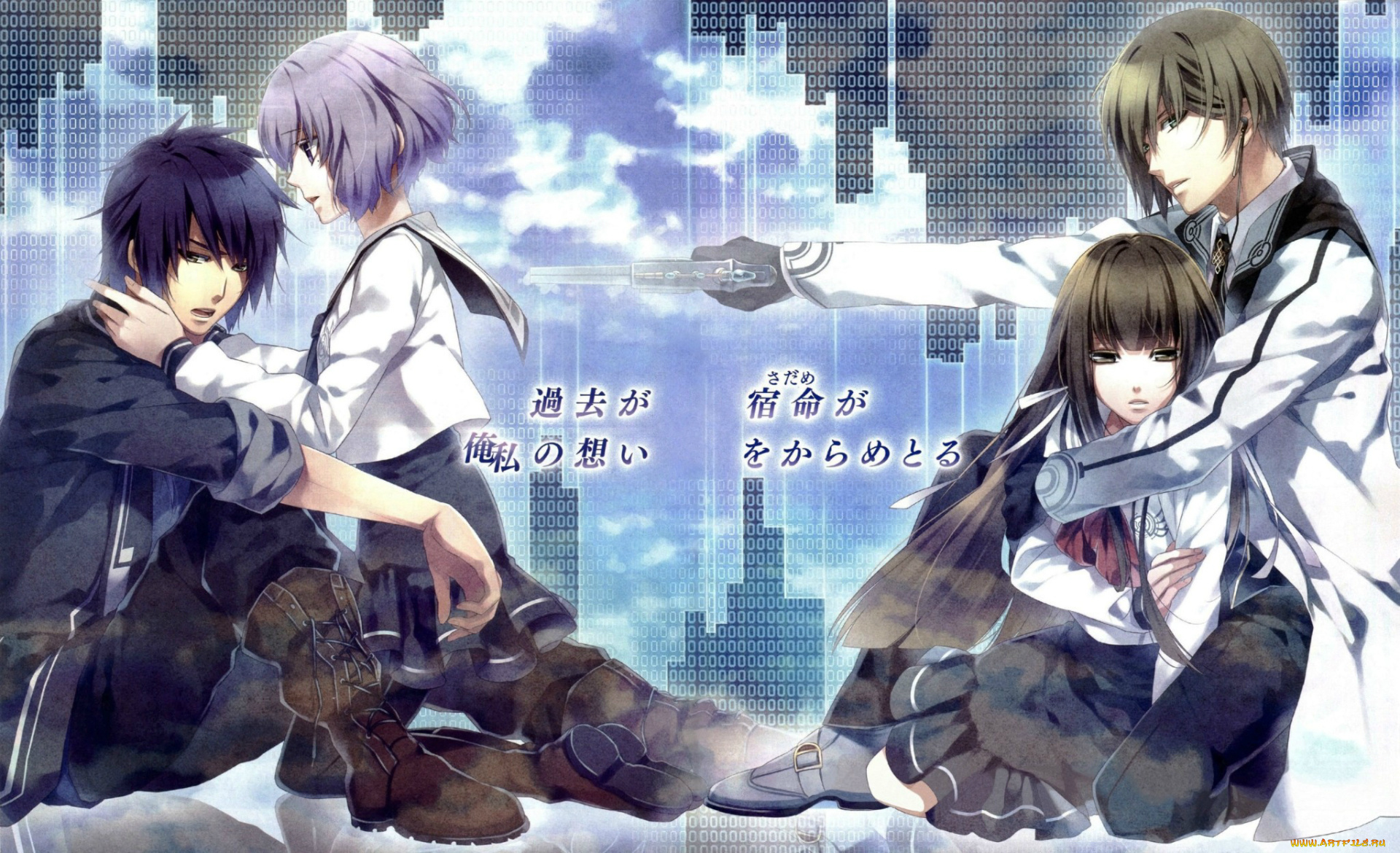 аниме, norn9, пистолет, пары