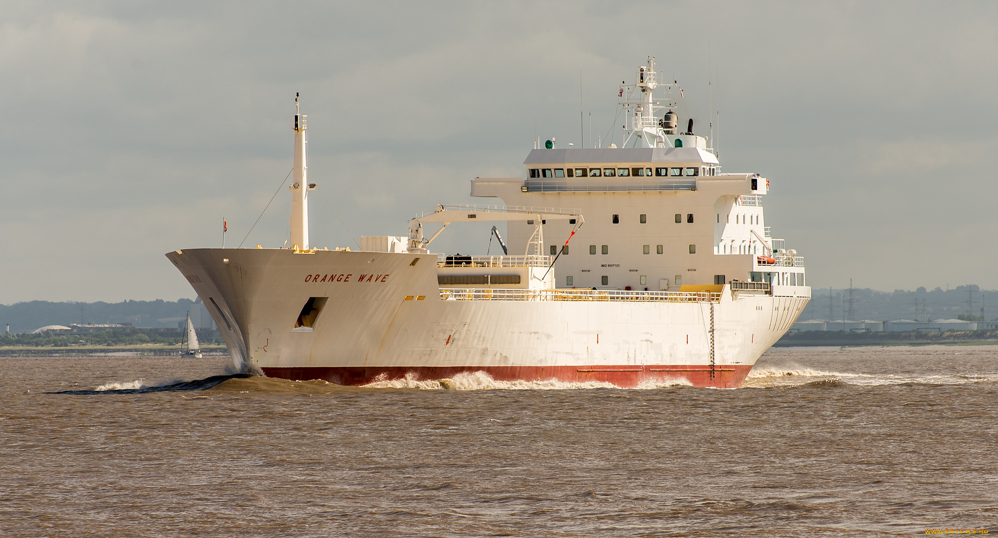 orange, wave, корабли, грузовые, суда, каботажник
