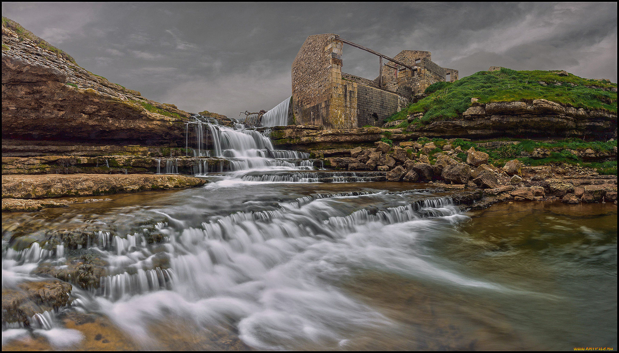 природа, водопады, скалы, река