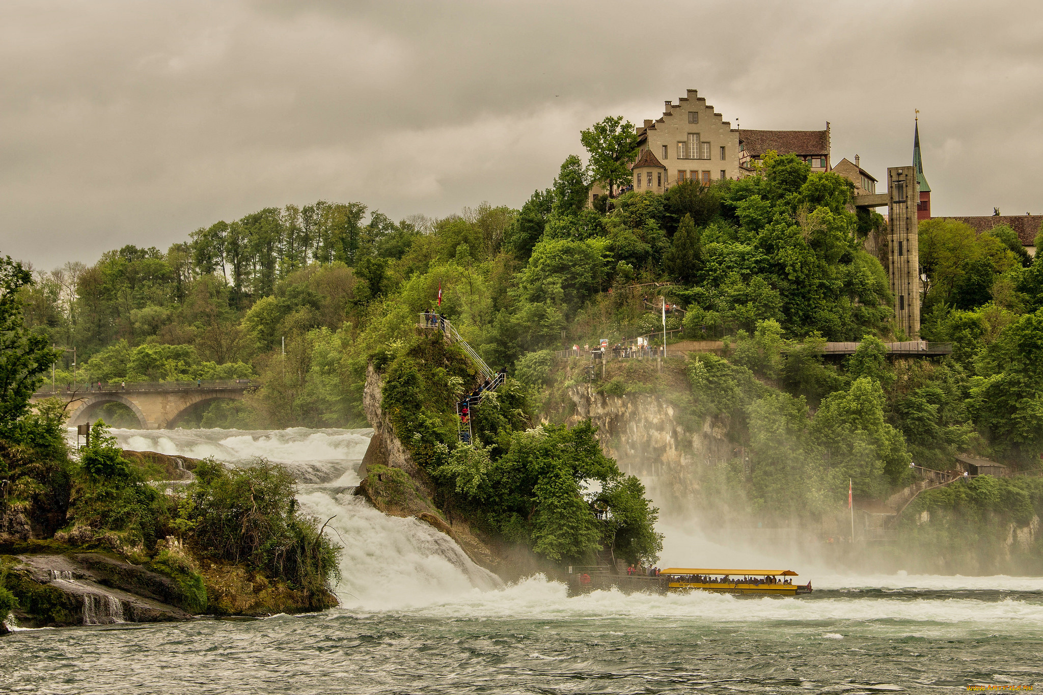 rheinfalls, города, -, пейзажи, лес, река, водопад