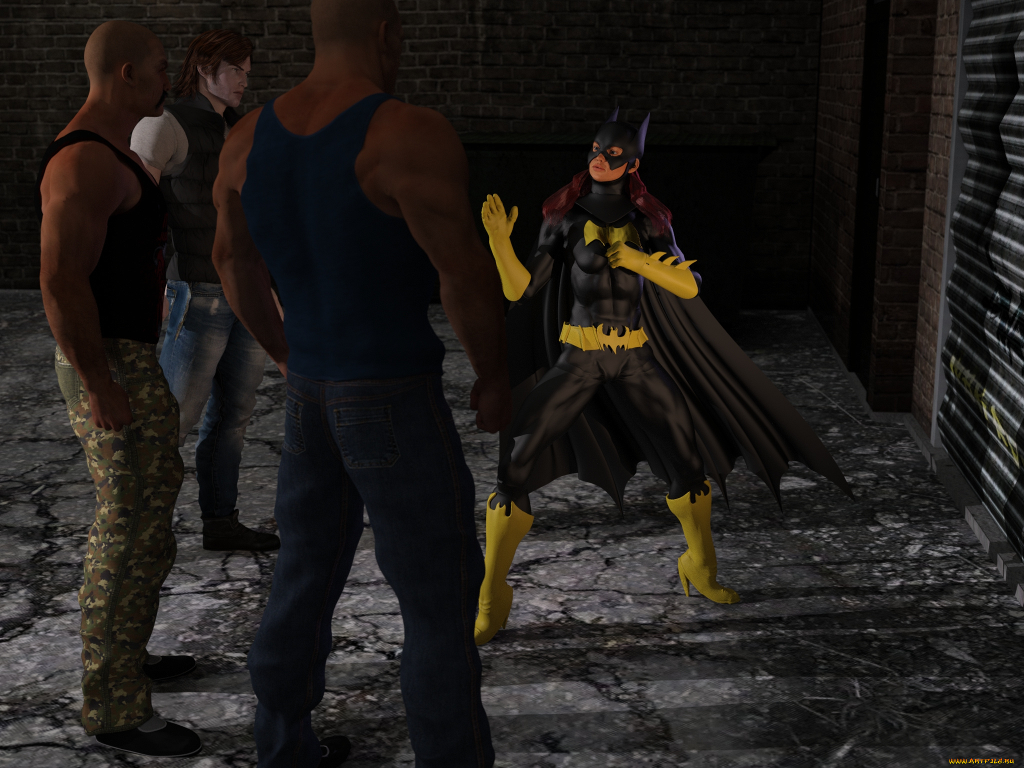 3д, графика, фантазия, , fantasy, фон, супермен, парни, batgirl, взгляд, девушка