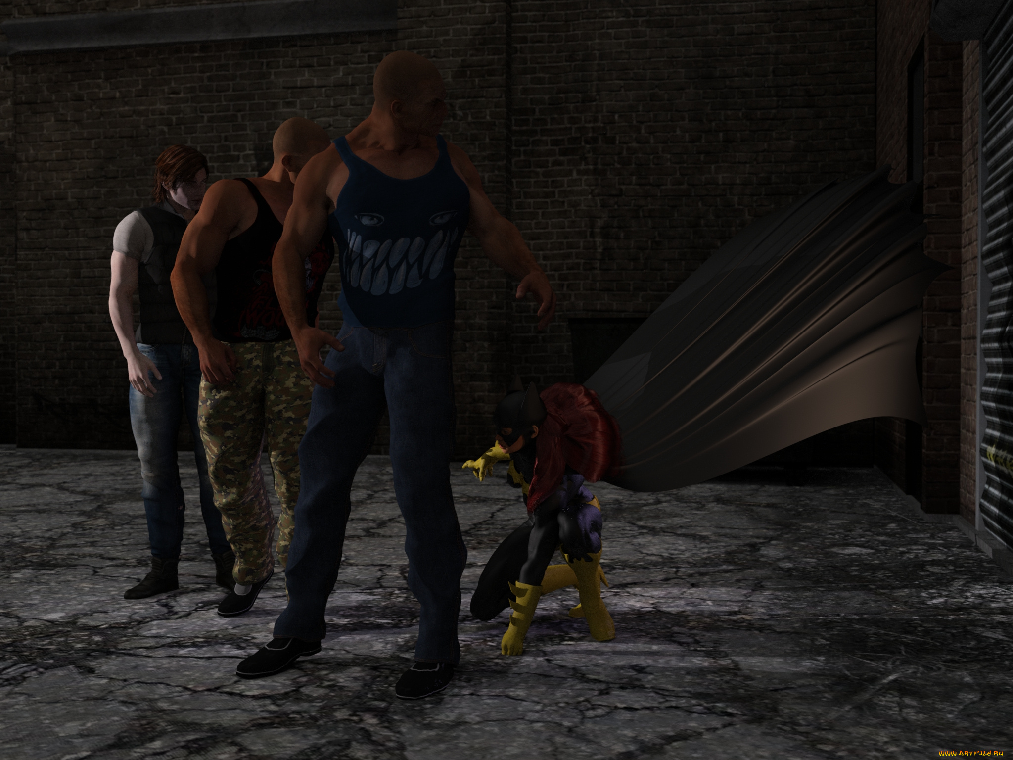 3д, графика, фантазия, , fantasy, взгляд, фон, супермен, парни, batgirl, девушка