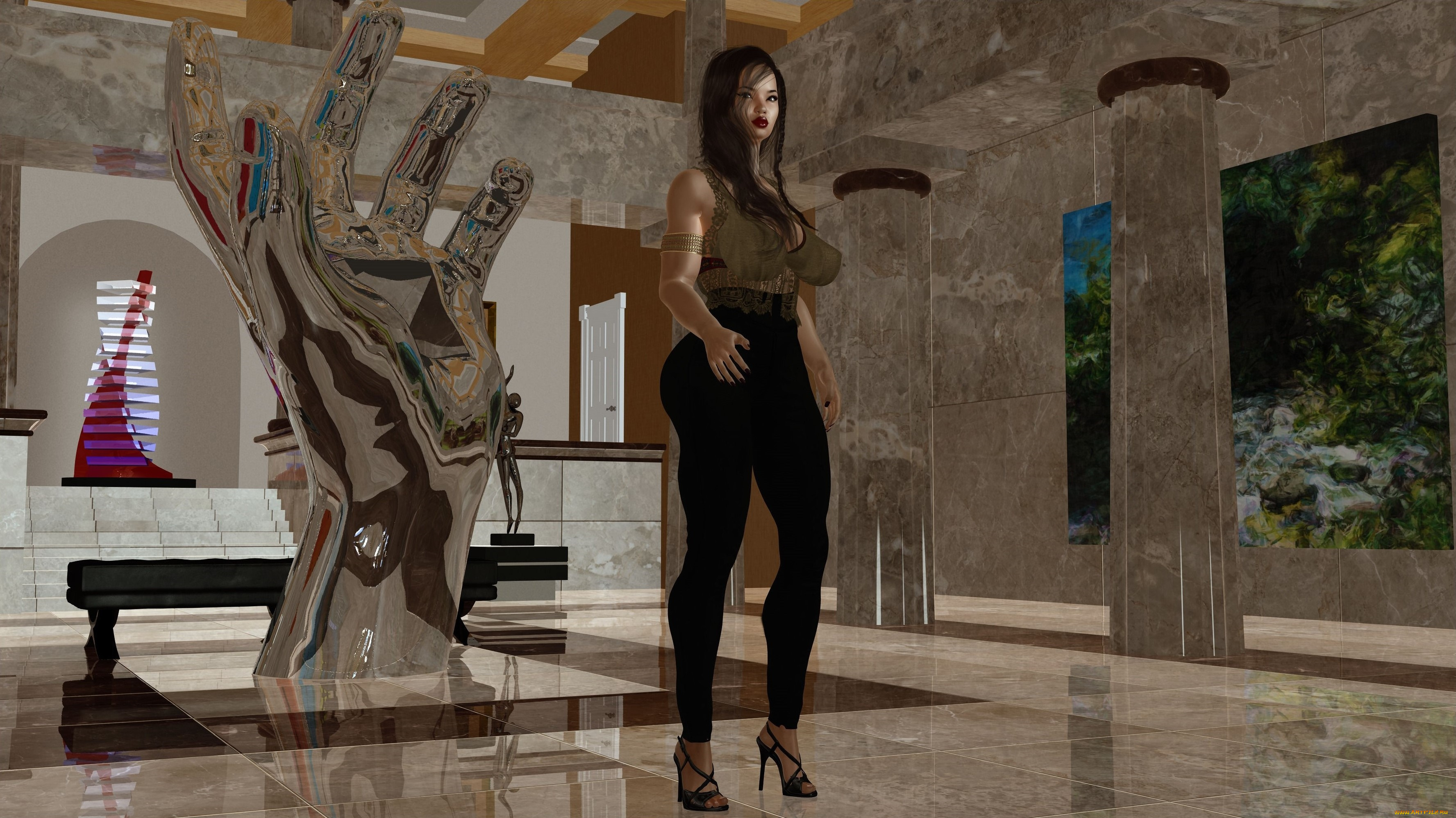 3д, графика, люди, , people, девушка, взгляд, фон