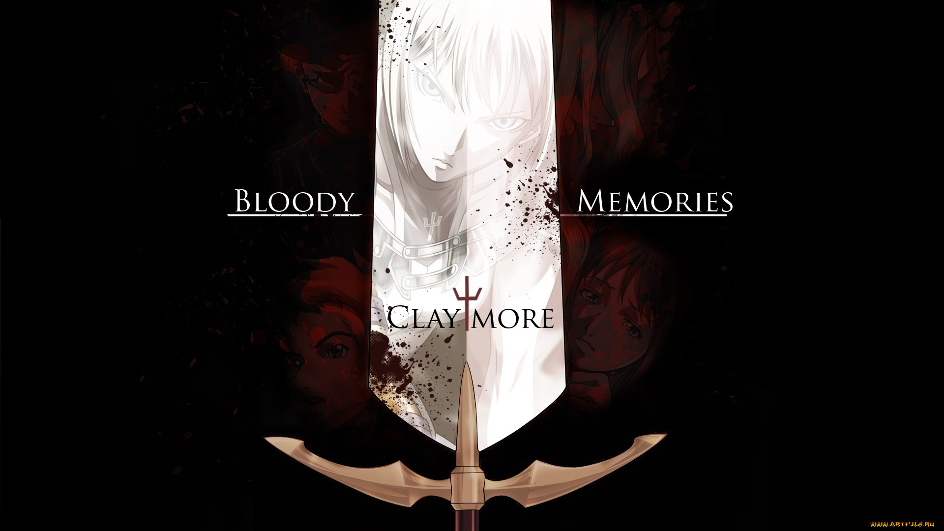 аниме, claymore, огонь, взгляд, глаз