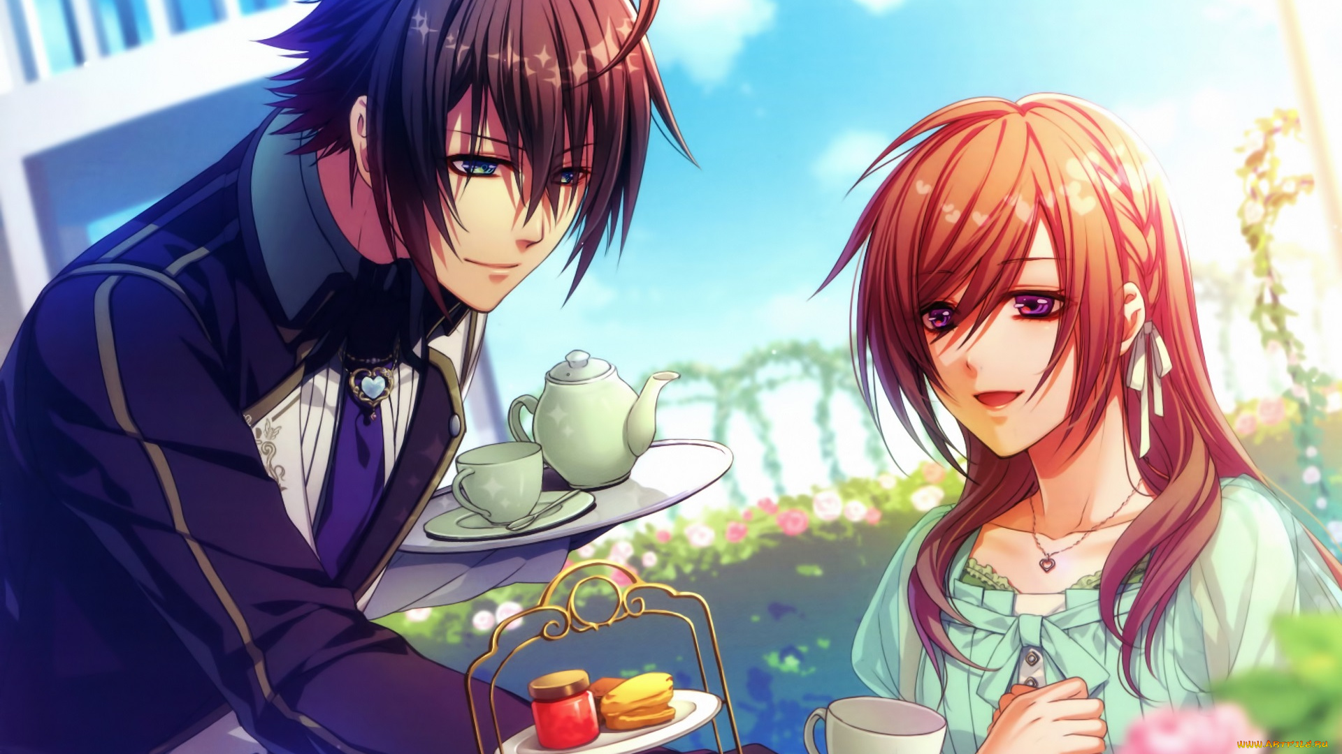 аниме, glass, heart, princess, парень, девушка