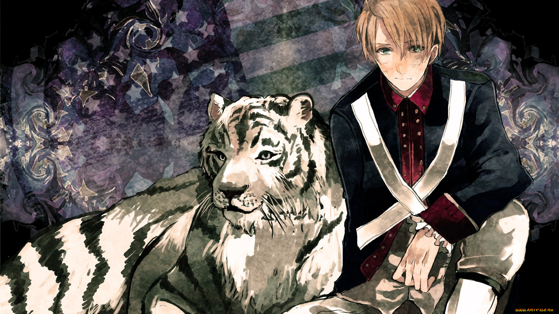 аниме, hetalia, , axis, powers, парень, тигр