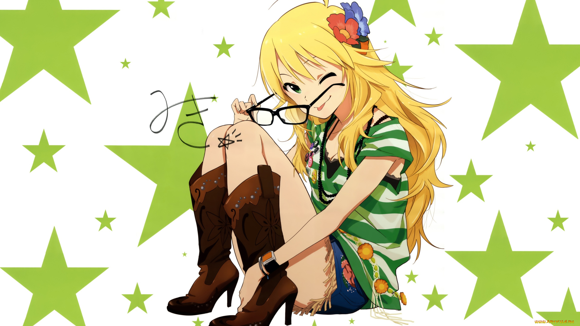 аниме, idolm@ster, фон, взгляд, девушка