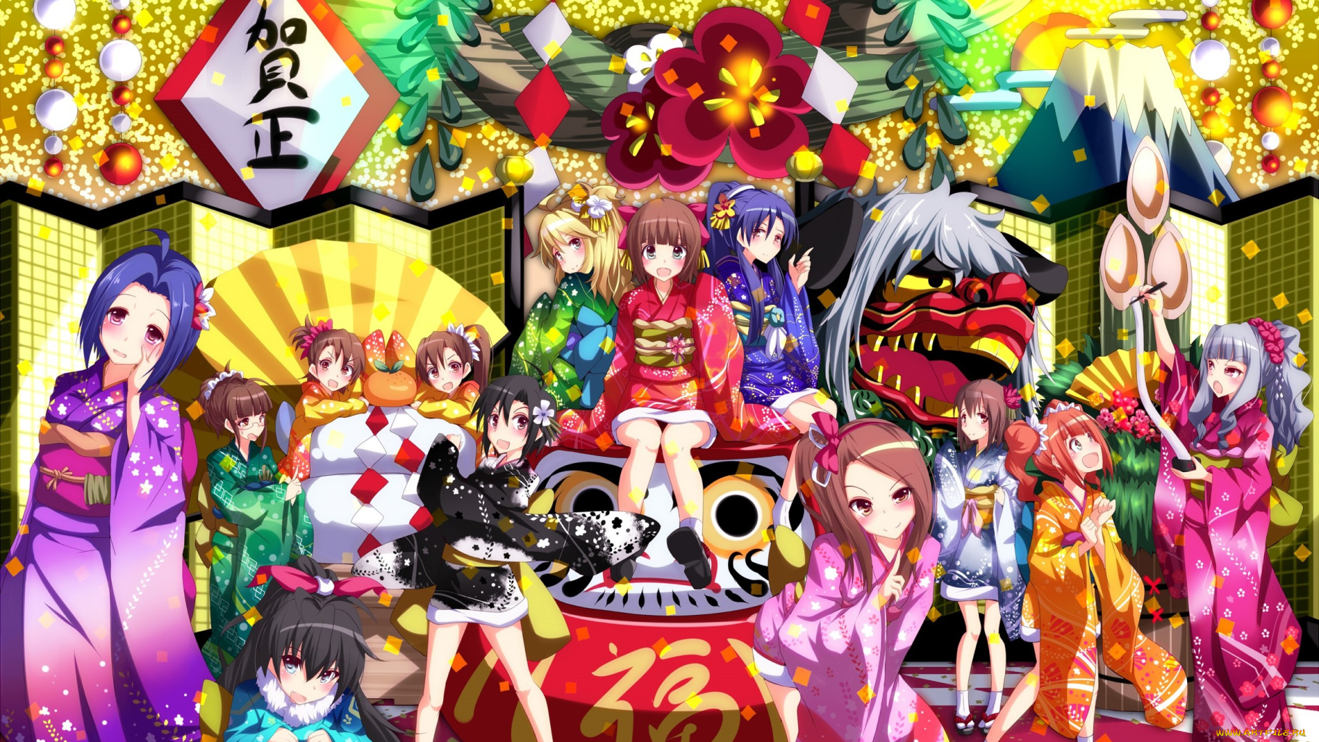 аниме, idolm@ster, фон, взгляд, девушки