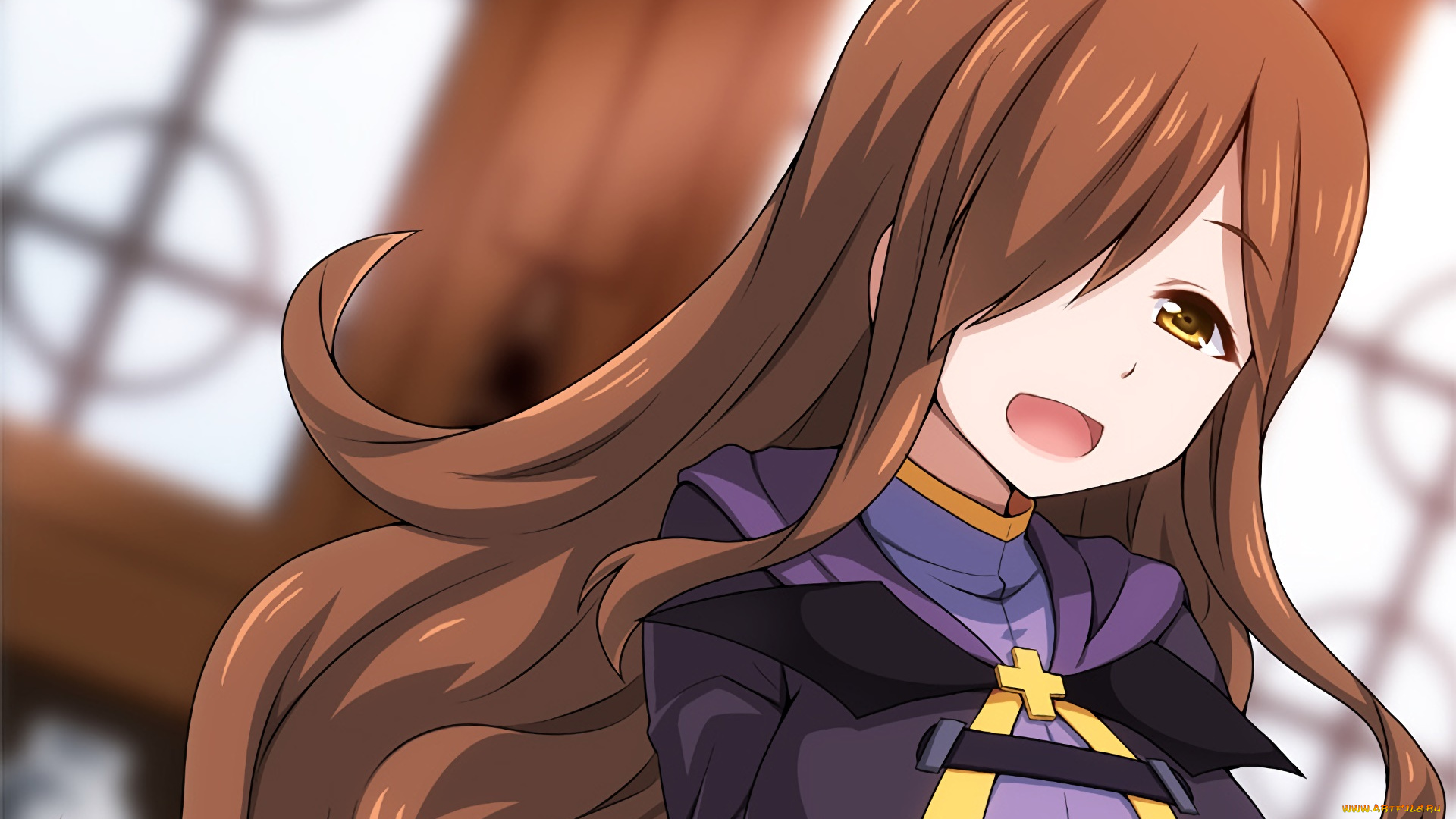 аниме, kono, subarashii, sekai, ni, shukufuku, wo, девушка, взгляд, фон