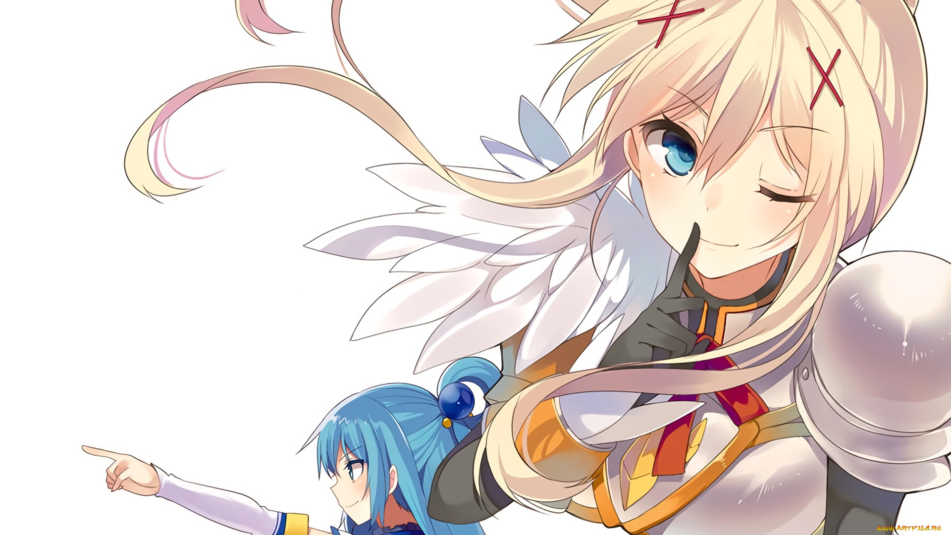 аниме, kono, subarashii, sekai, ni, shukufuku, wo, девушка, взгляд, фон