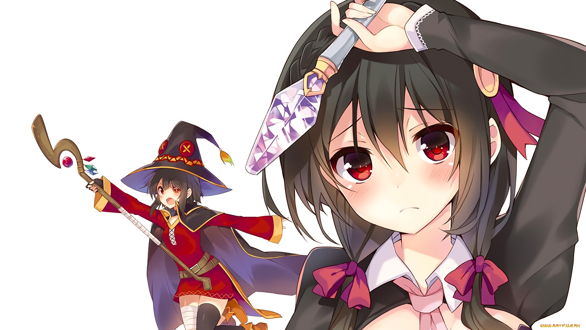 аниме, kono, subarashii, sekai, ni, shukufuku, wo, девушка, взгляд, фон