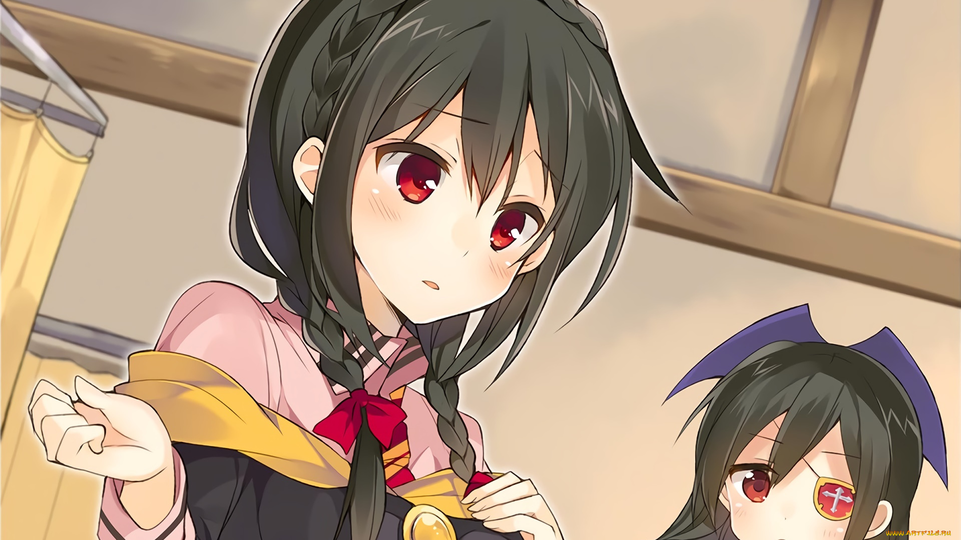 аниме, kono, subarashii, sekai, ni, shukufuku, wo, девушка, взгляд, фон