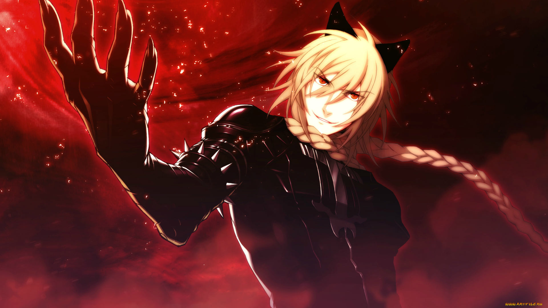 аниме, lamento, коса, глаза, шипы, ушки, красные, демон, visual, novel, leaks, блондин