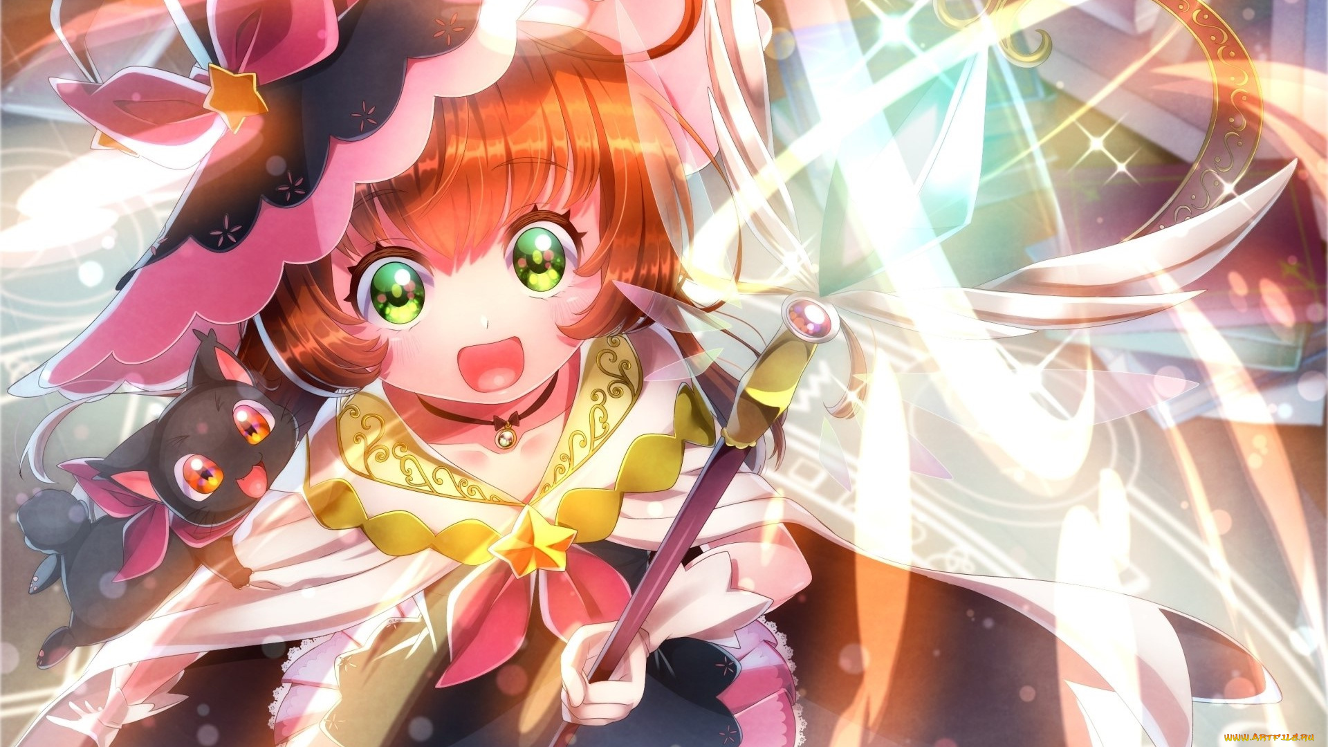 аниме, магия, , колдовство, , halloween, девушка, взгляд, фон