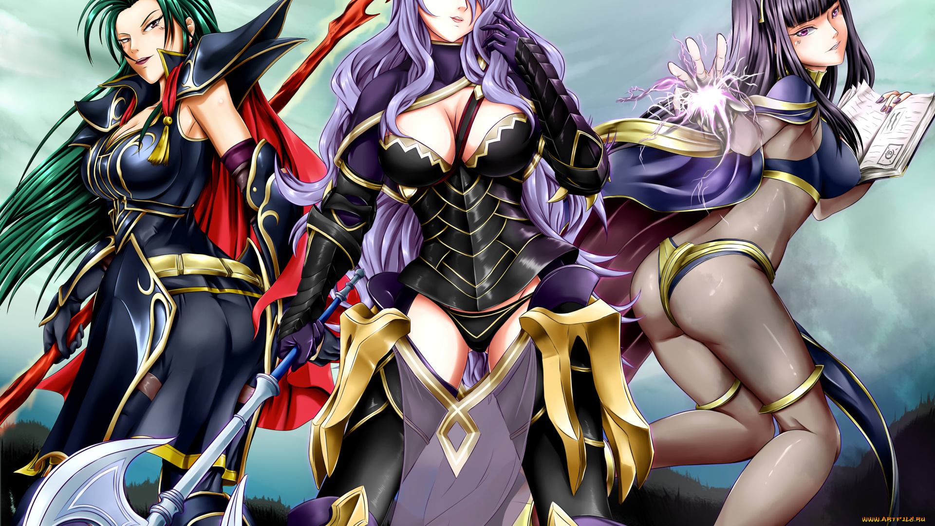 аниме, оружие, , техника, , технологии, девушки, фон, взгляд, униформа