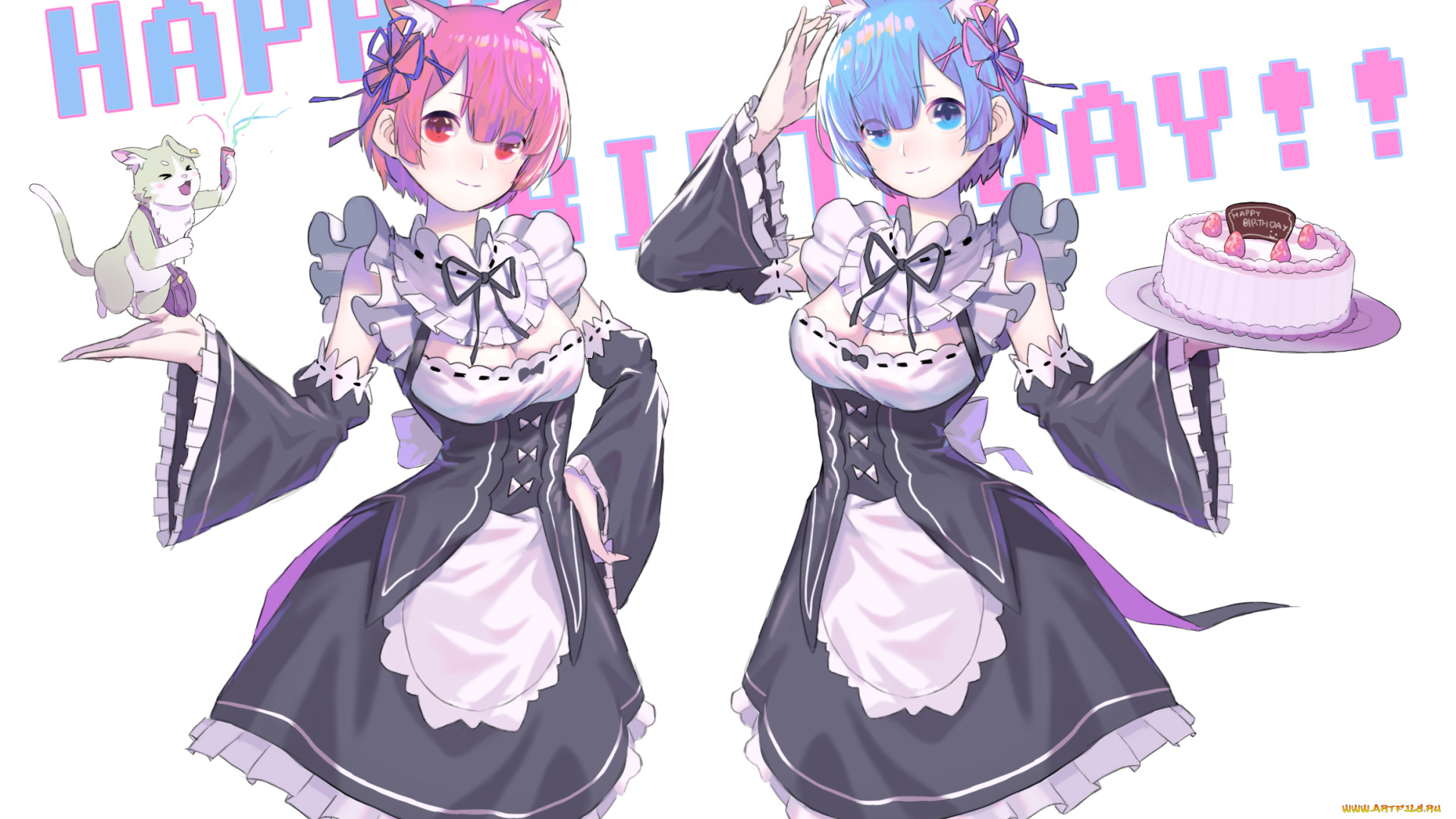 аниме, re, , zero, kara, hajimeru, isekai, seikatsu, девушки, взгляд, фон