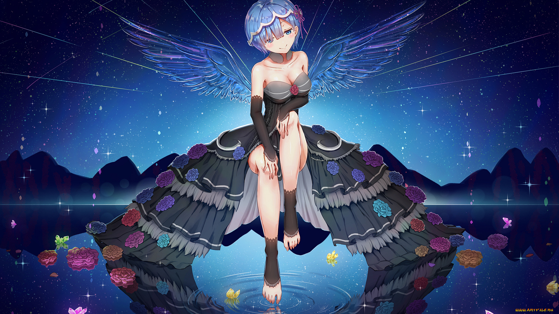 аниме, re, , zero, kara, hajimeru, isekai, seikatsu, девушка, взгляд, фон, ангел