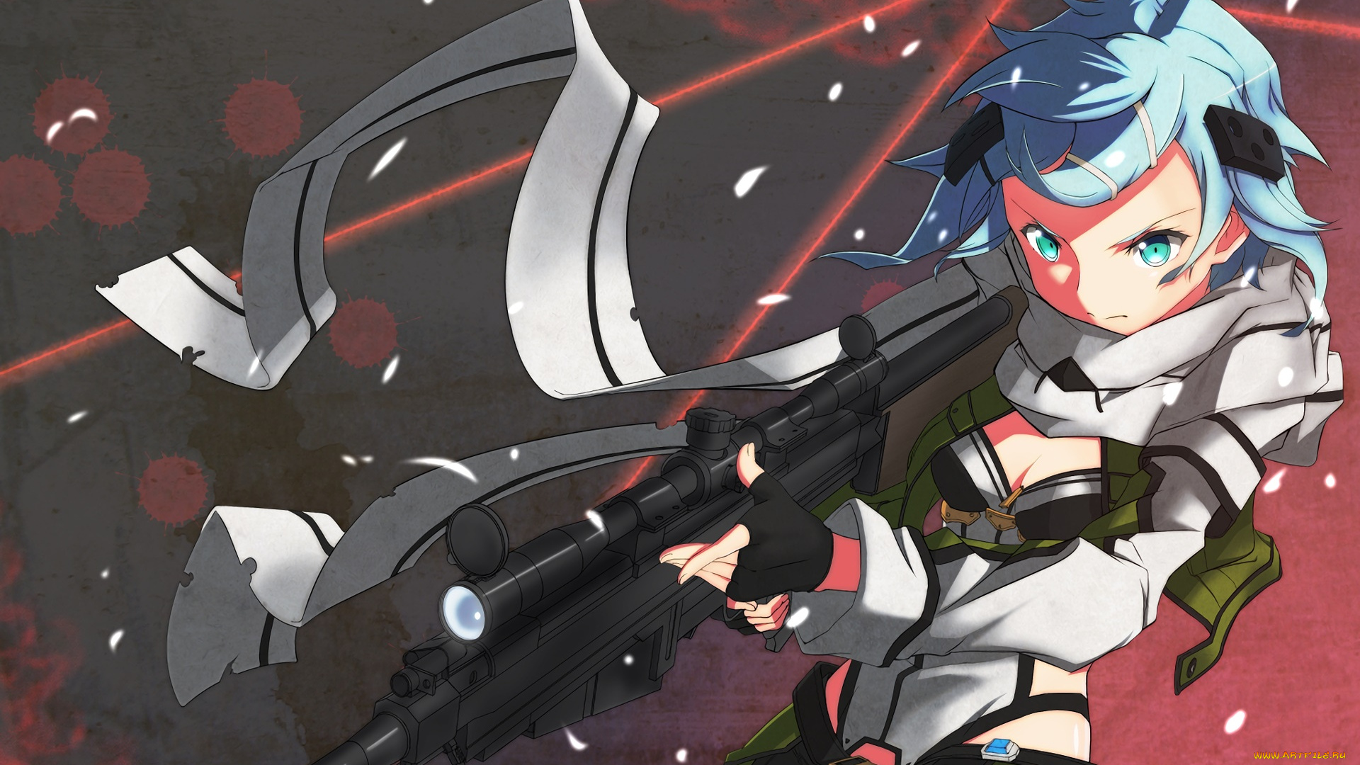 аниме, sword, art, online, девушка, взгляд, фон