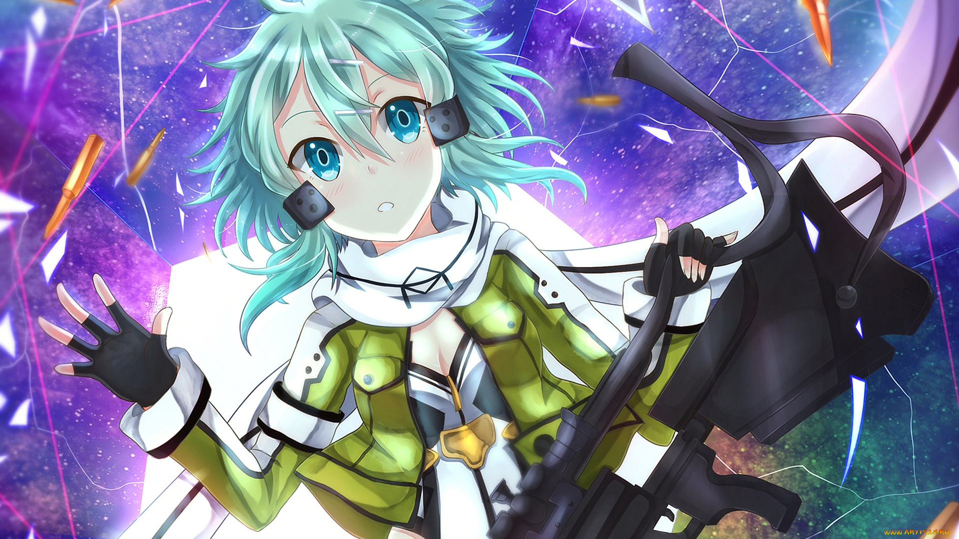 аниме, sword, art, online, девушка, взгляд, фон