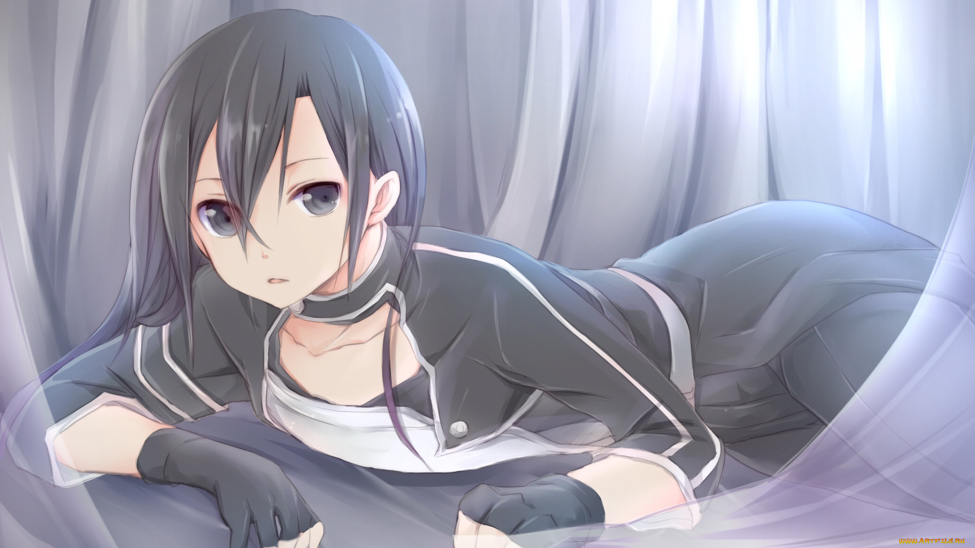 аниме, sword, art, online, девушка, взгляд, фон