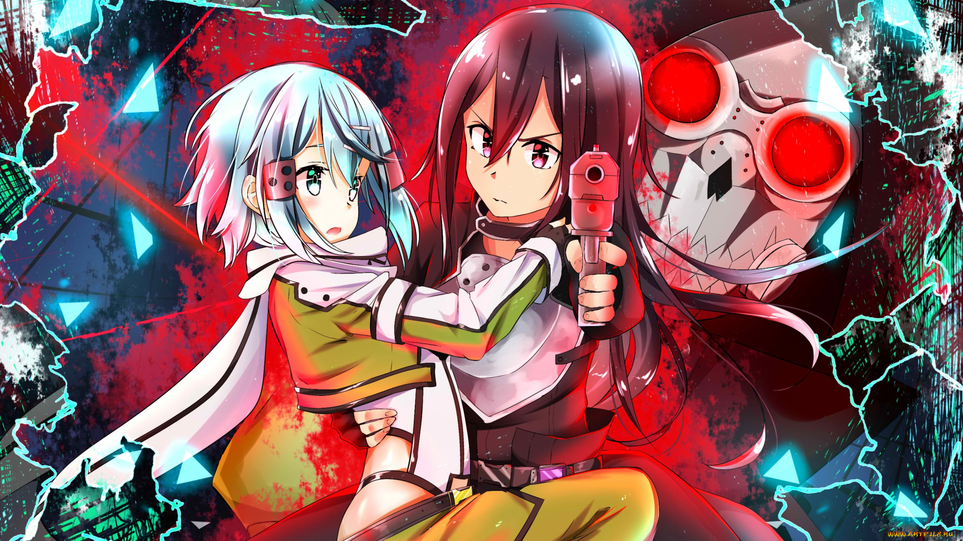 аниме, sword, art, online, девушки, взгляд, фон