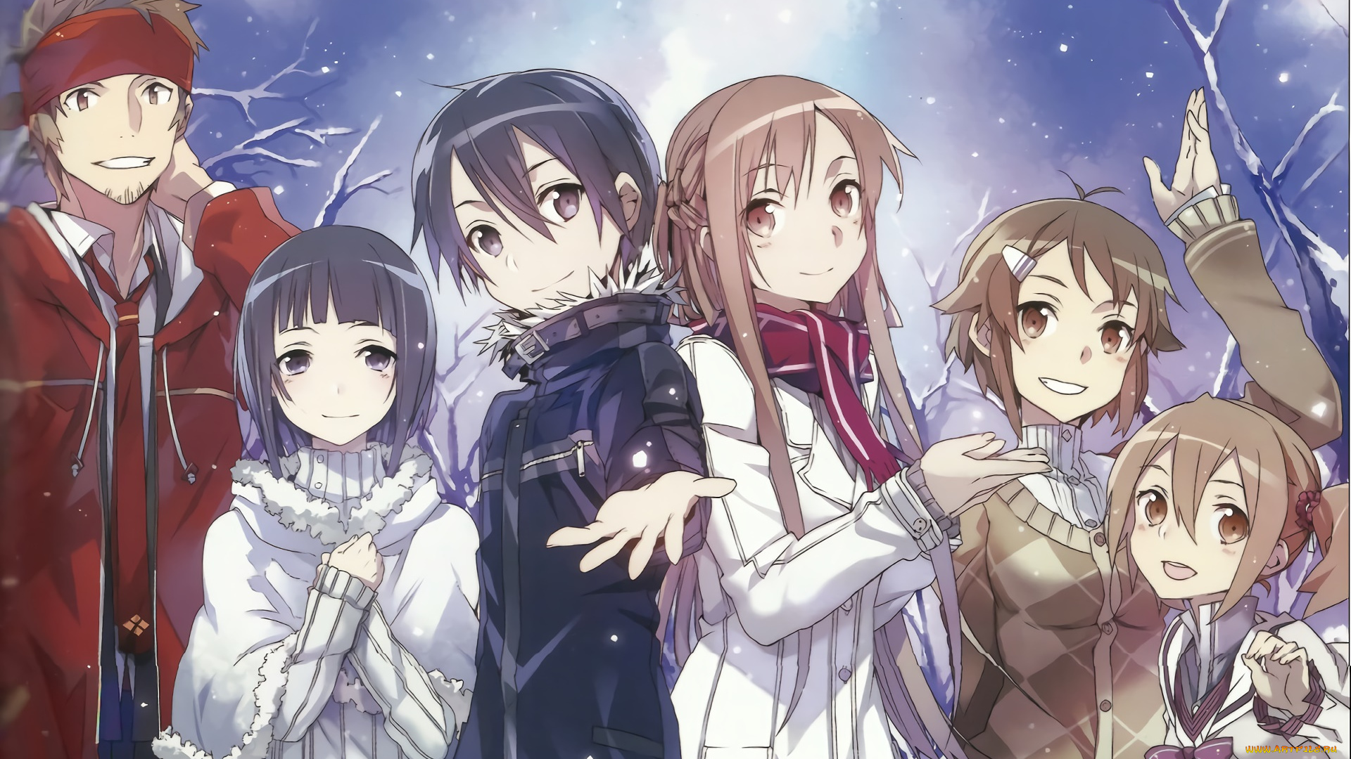 аниме, sword, art, online, девушки, взгляд, фон