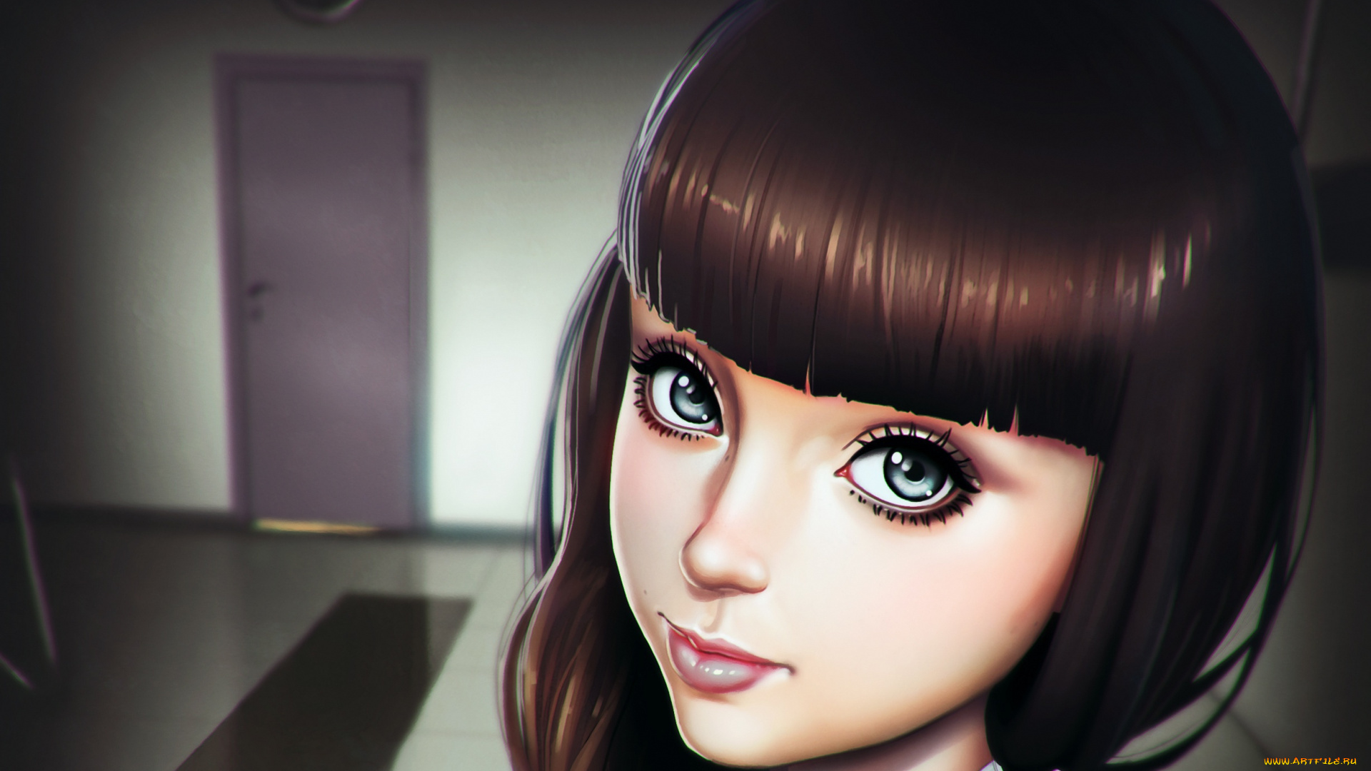 аниме, unknown, , другое, портрет, красота, лицо, девушка, комната, взгляд, арт